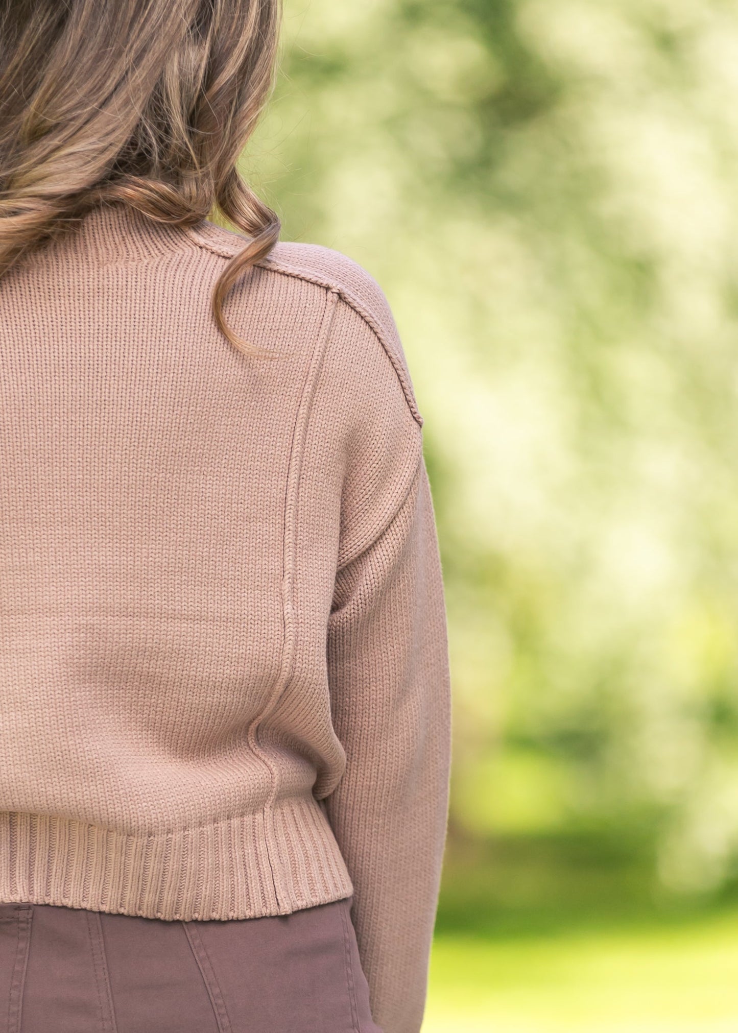 Mock Neck Raw Edge Sweater