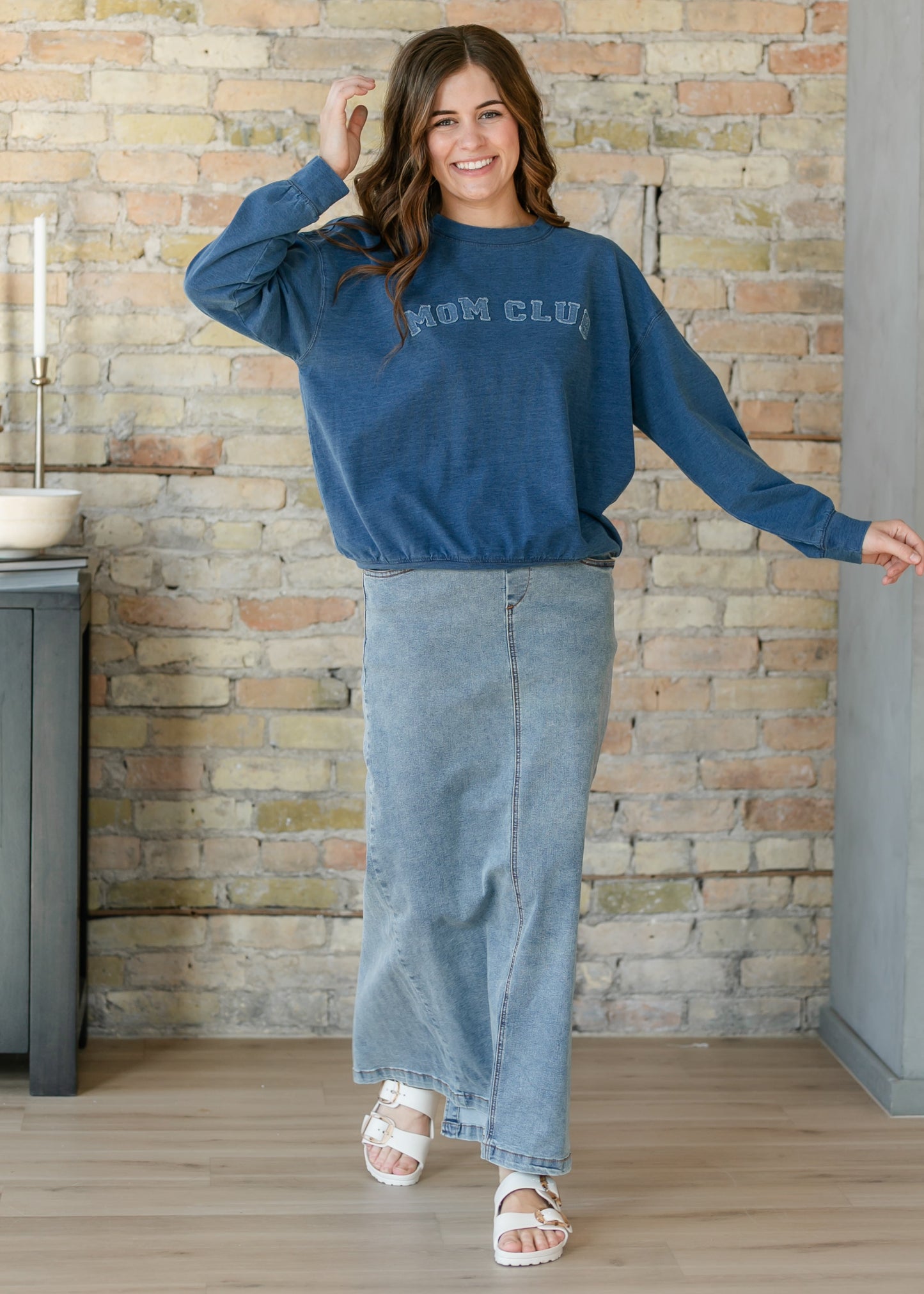 Mom Club Crewneck Knit Top
