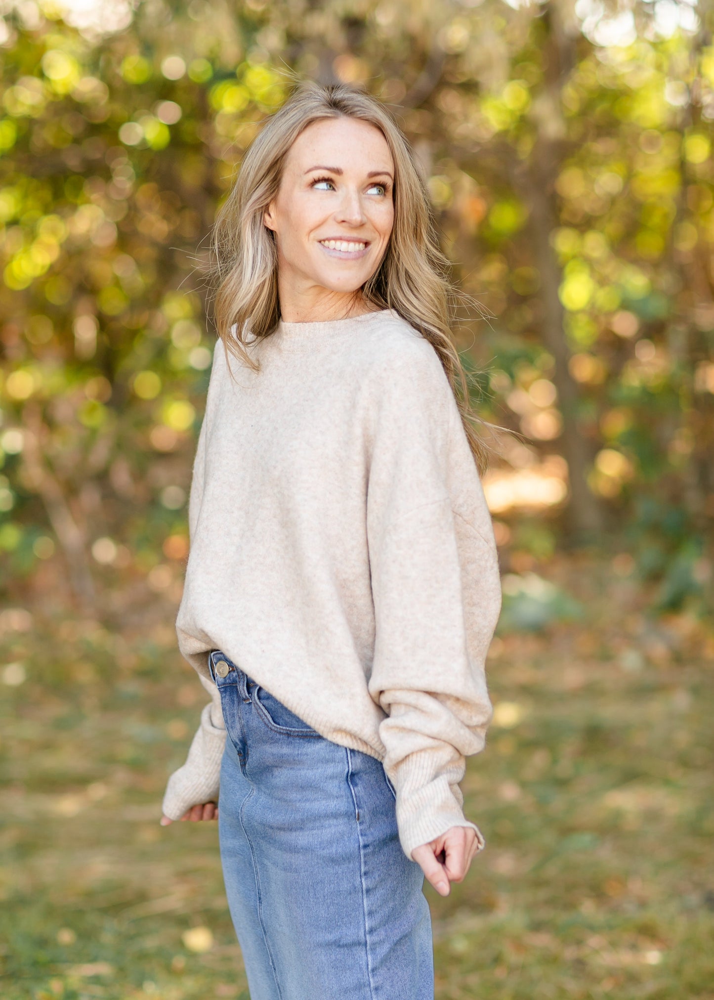 Emery Crewneck Heather Oat Sweater - FINAL SALE