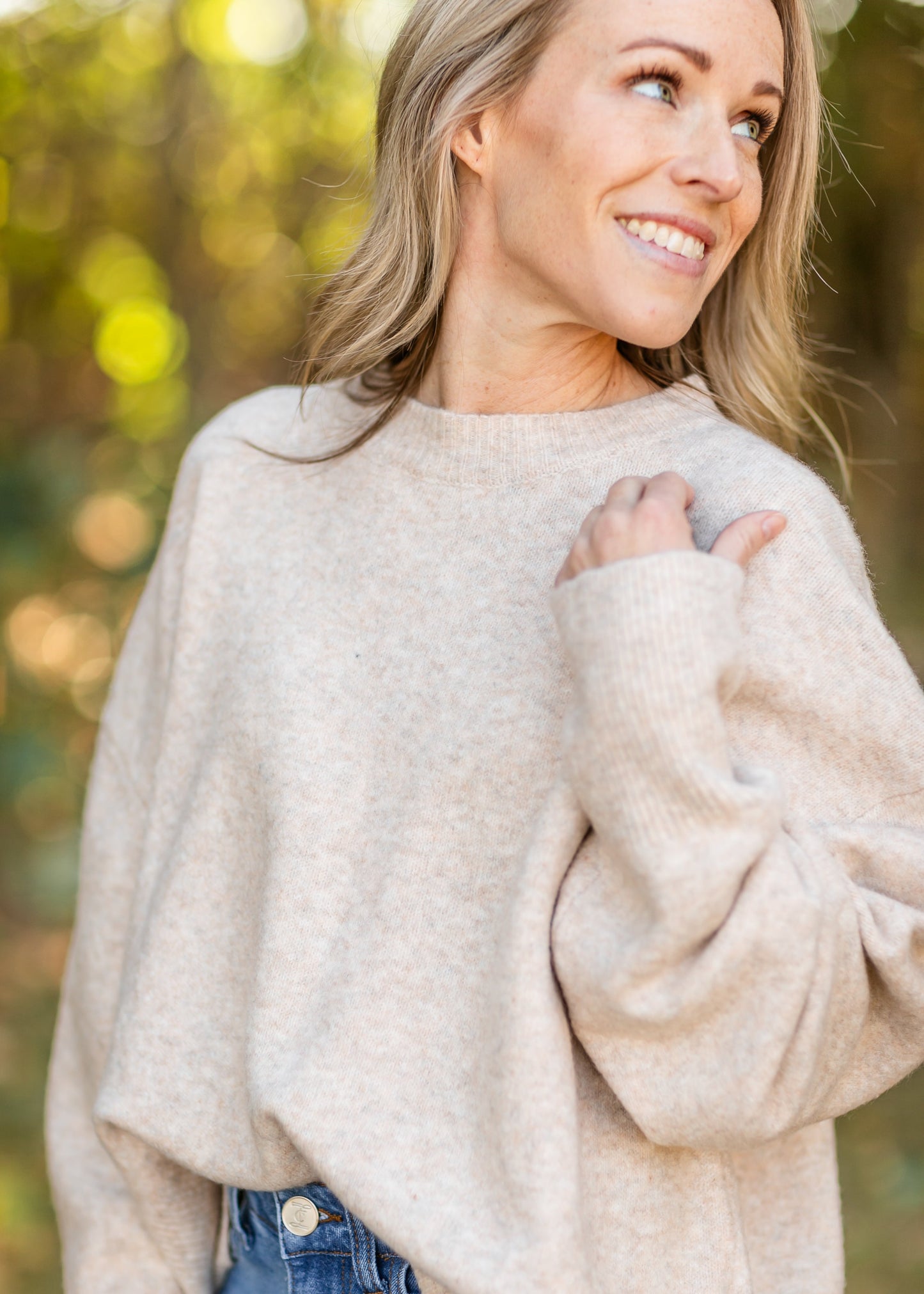 Emery Crewneck Heather Oat Sweater - FINAL SALE