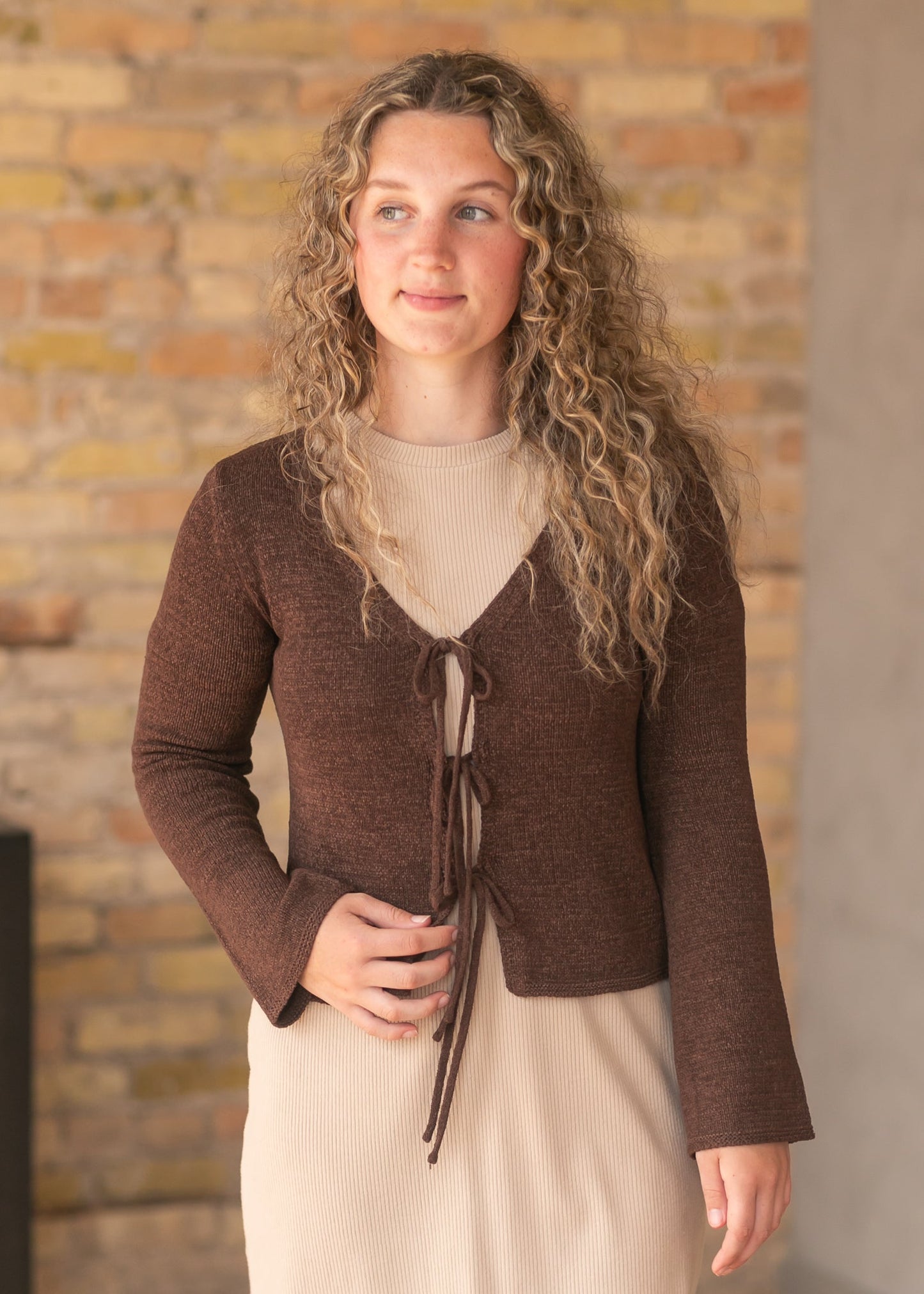 Multi Tie Front Knit Cardigan