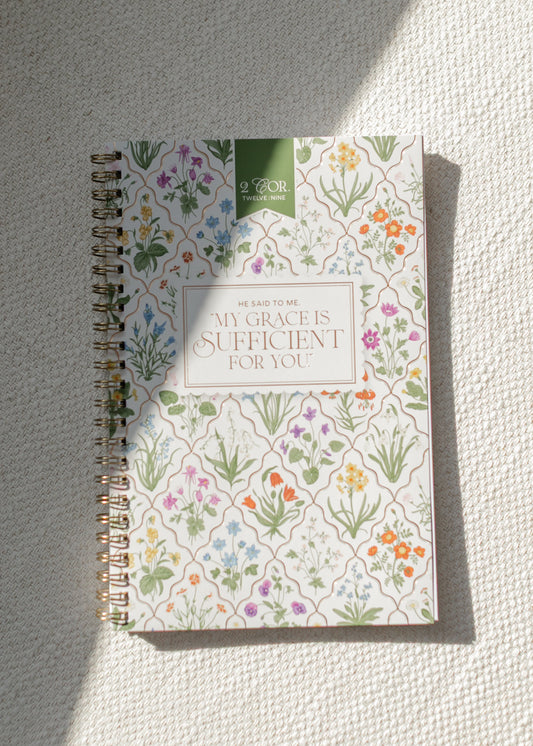 My Grace Is Sufficient Floral Spiral Notebook