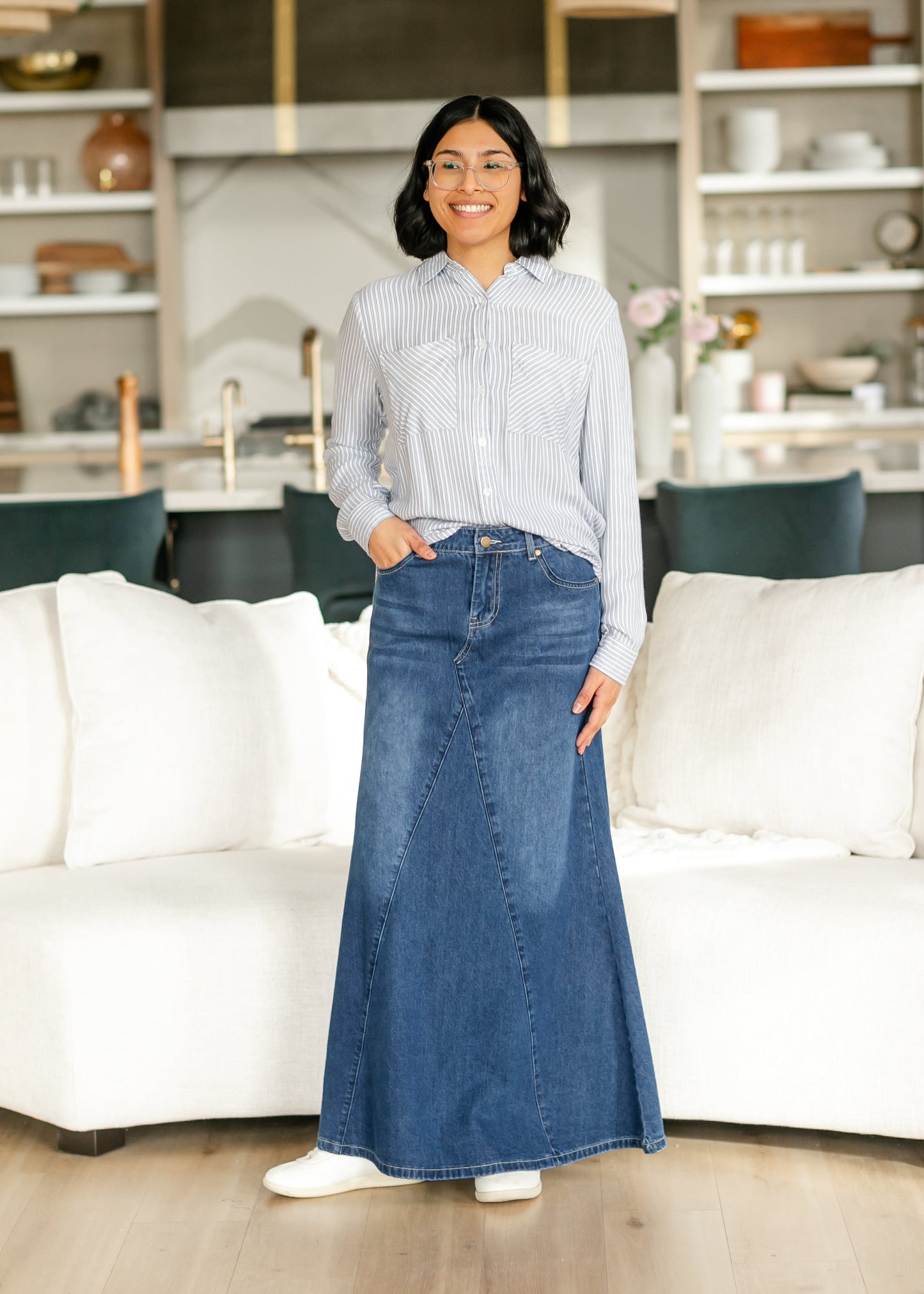 Thread & Supply® Myla Blue Stripe Soft Button Up Top - FINAL SALE