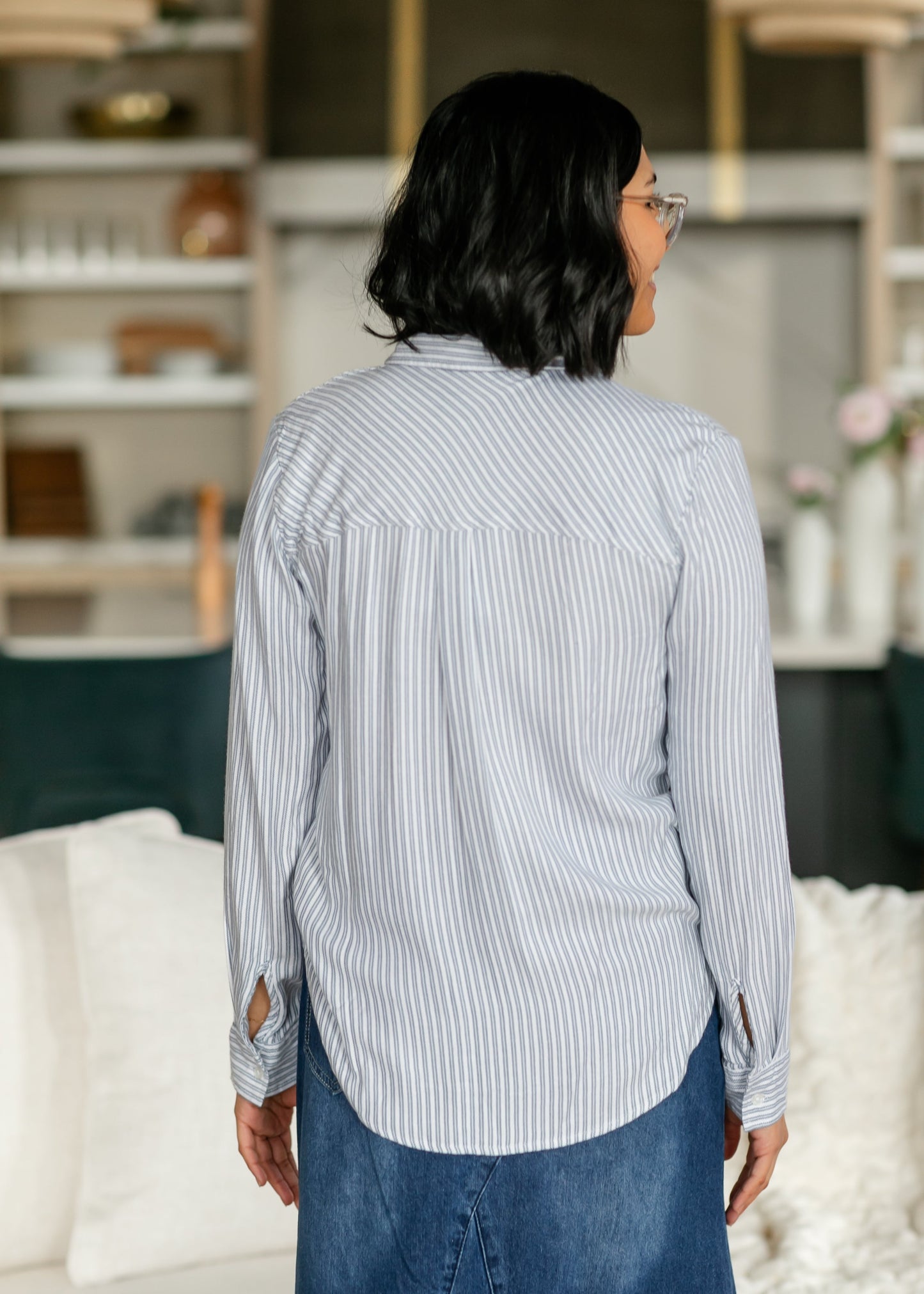 Thread & Supply® Myla Blue Stripe Soft Button Up Top - FINAL SALE