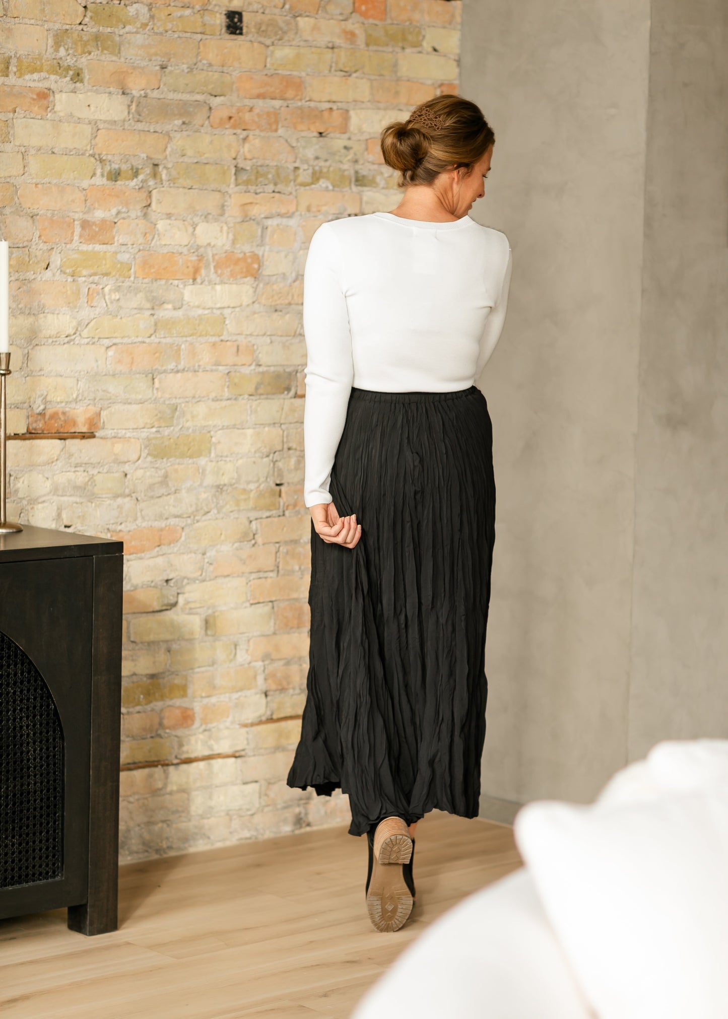 Natalie Crinkle Black Maxi Skirt - FINAL SALE