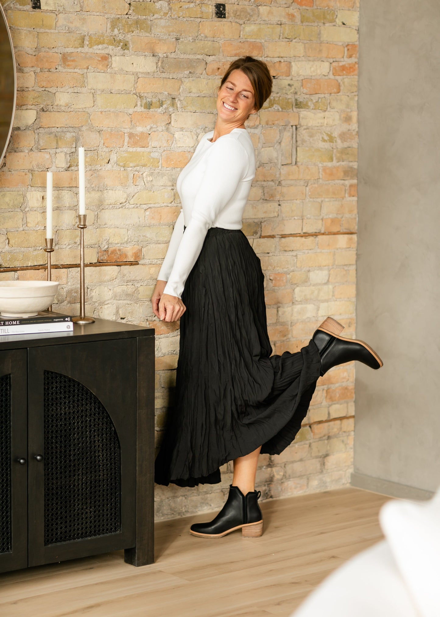 Natalie Crinkle Black Maxi Skirt - FINAL SALE