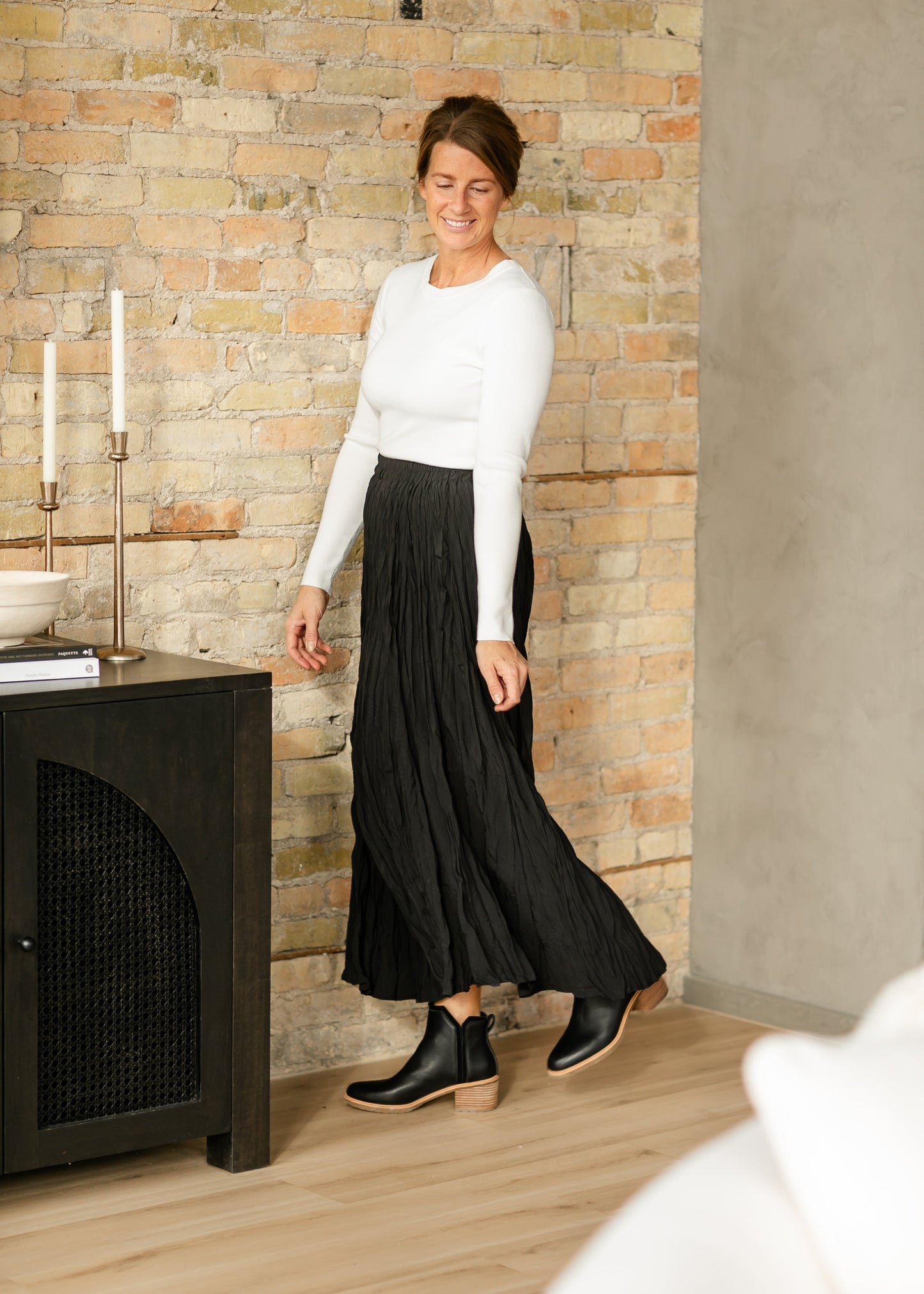 Natalie Crinkle Black Maxi Skirt - FINAL SALE