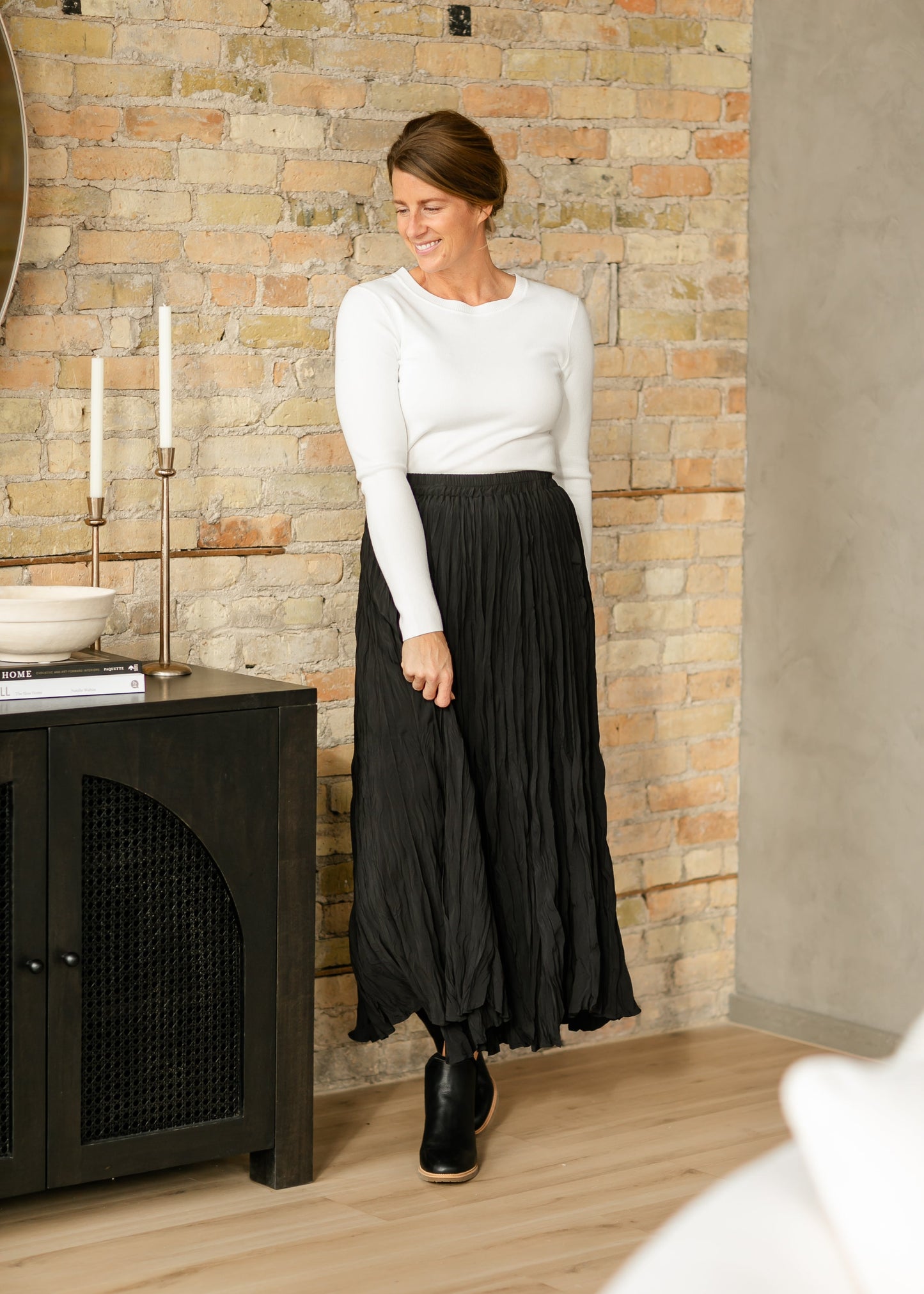 Natalie Crinkle Black Maxi Skirt - FINAL SALE