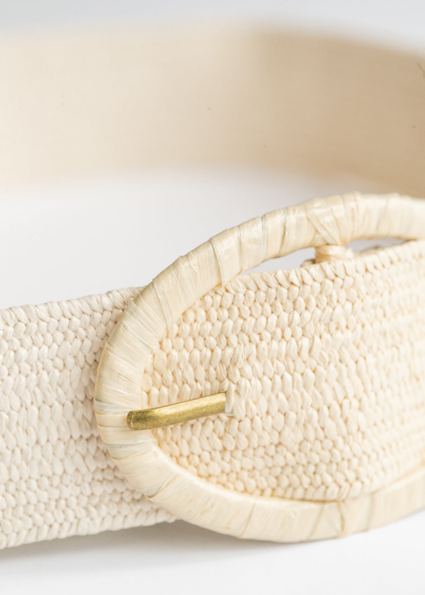 Natural Raffia Oval Buckle Belt