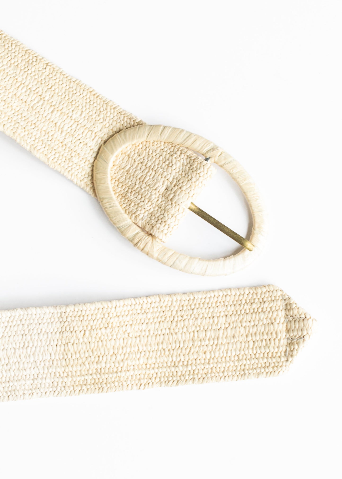 Natural Raffia Oval Buckle Belt