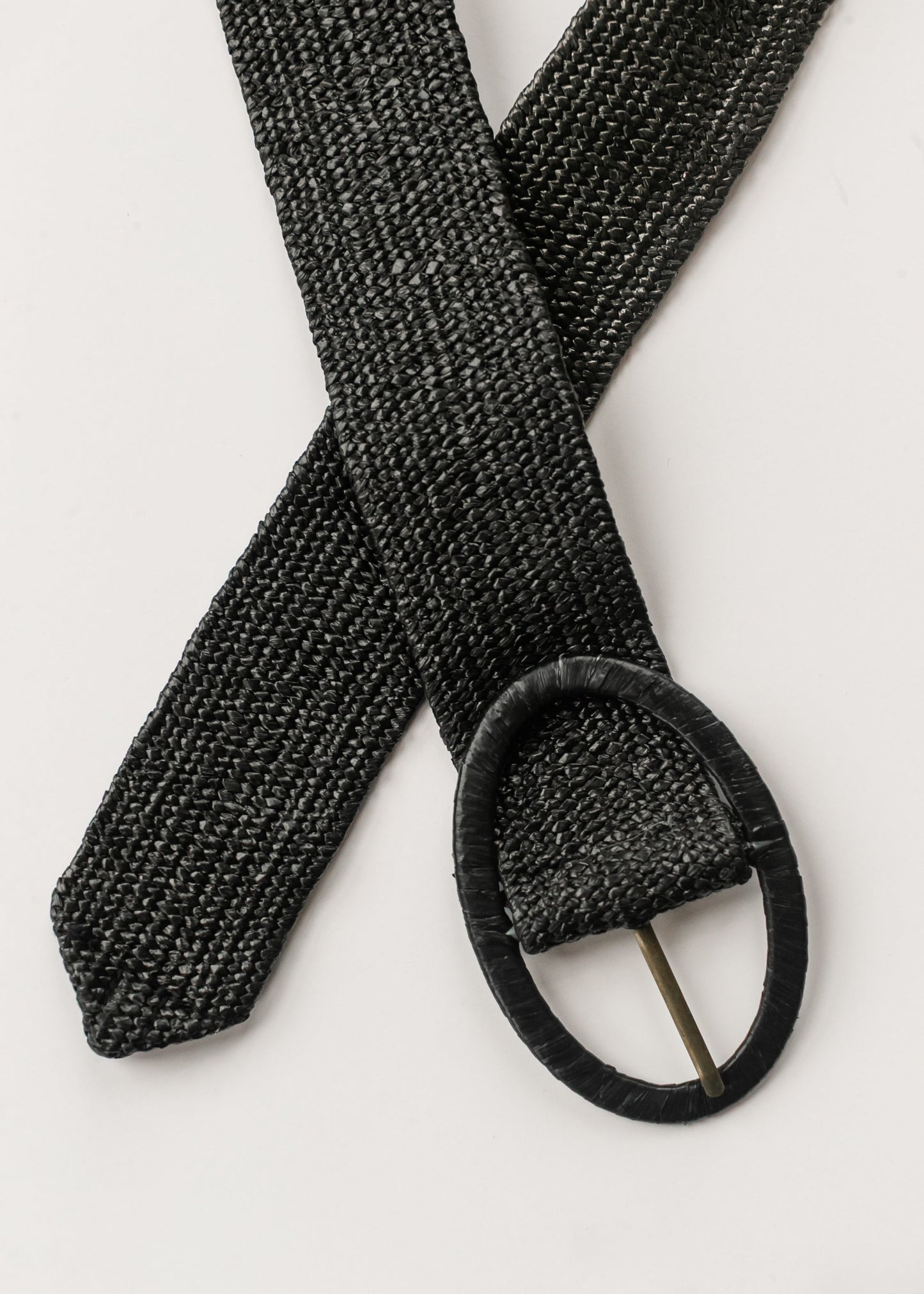 Natural Raffia Oval Buckle Belt