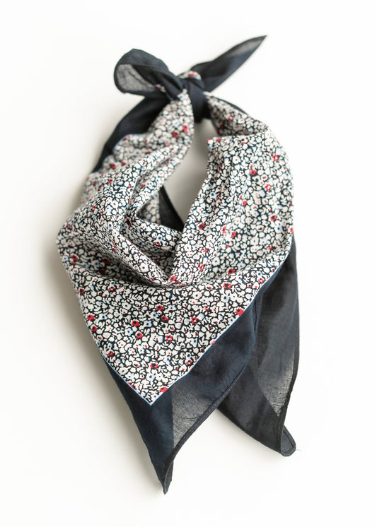 Navy Floral Cotton Bandana - FINAL SALE