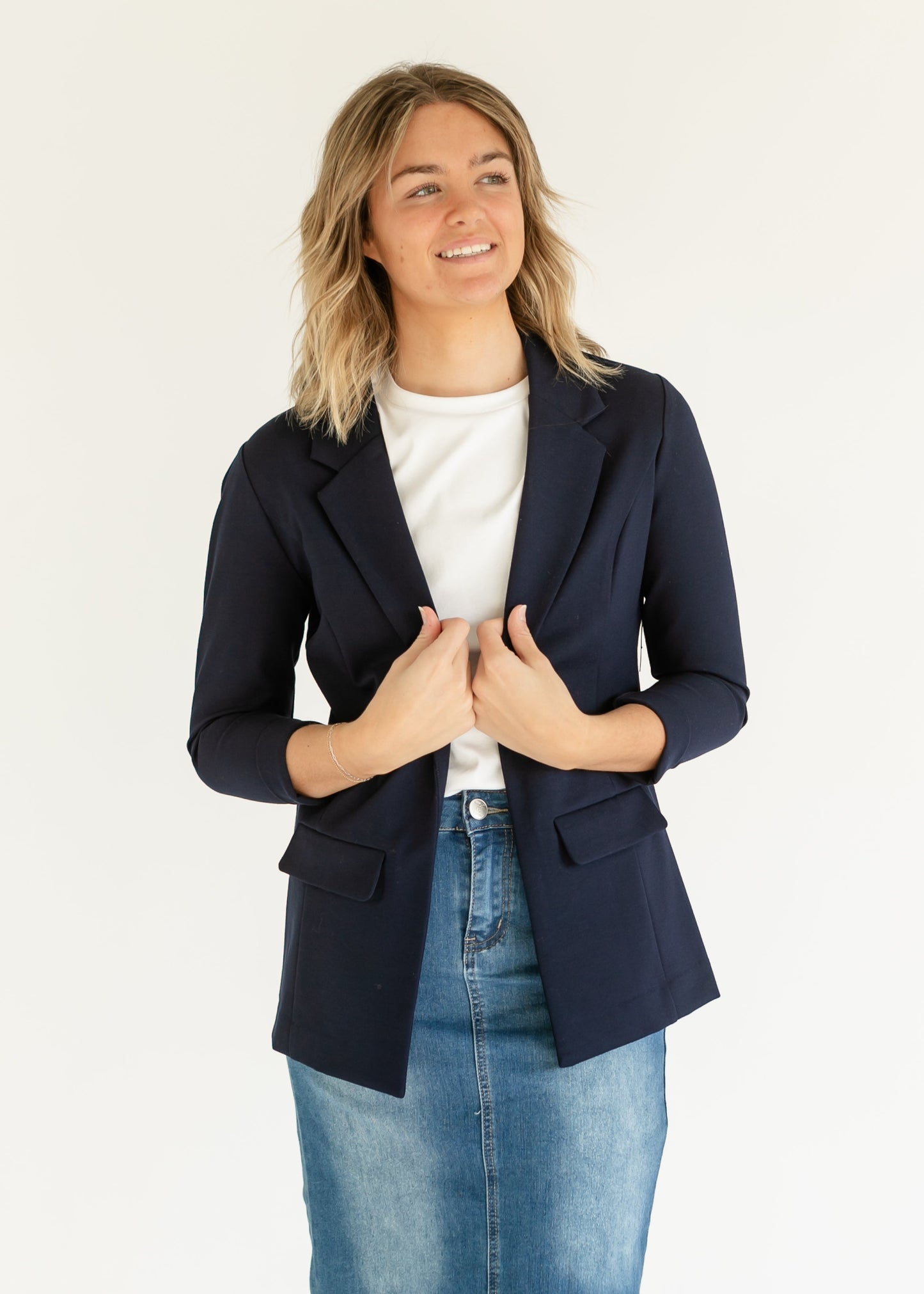 LIVERPOOL® Navy Princess Dart Relaxed Fit Blazer - FINAL SALE