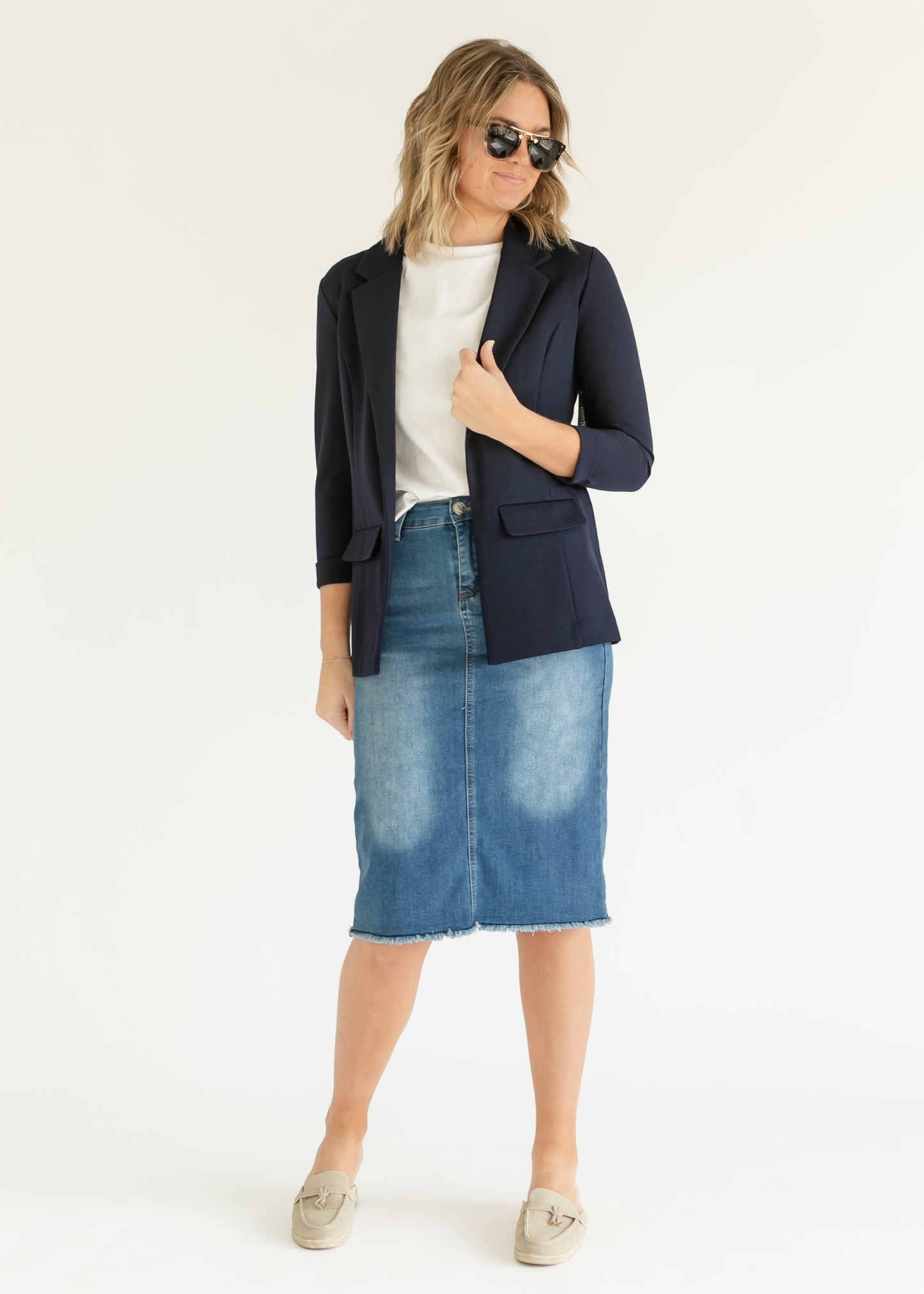 LIVERPOOL® Navy Princess Dart Relaxed Fit Blazer - FINAL SALE