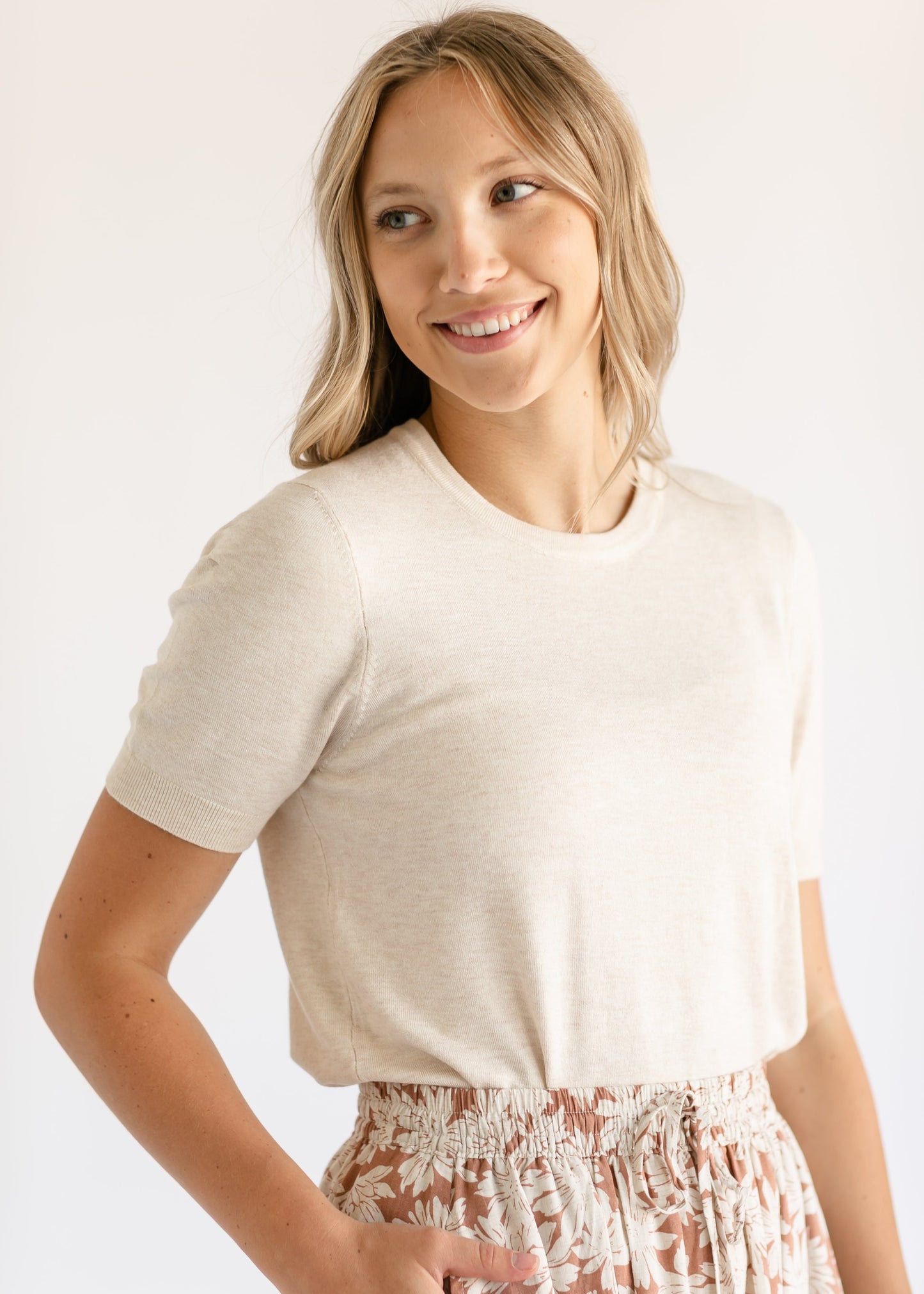 Naya Soft Crewneck Short Sleeve Sweater - FINAL SALE