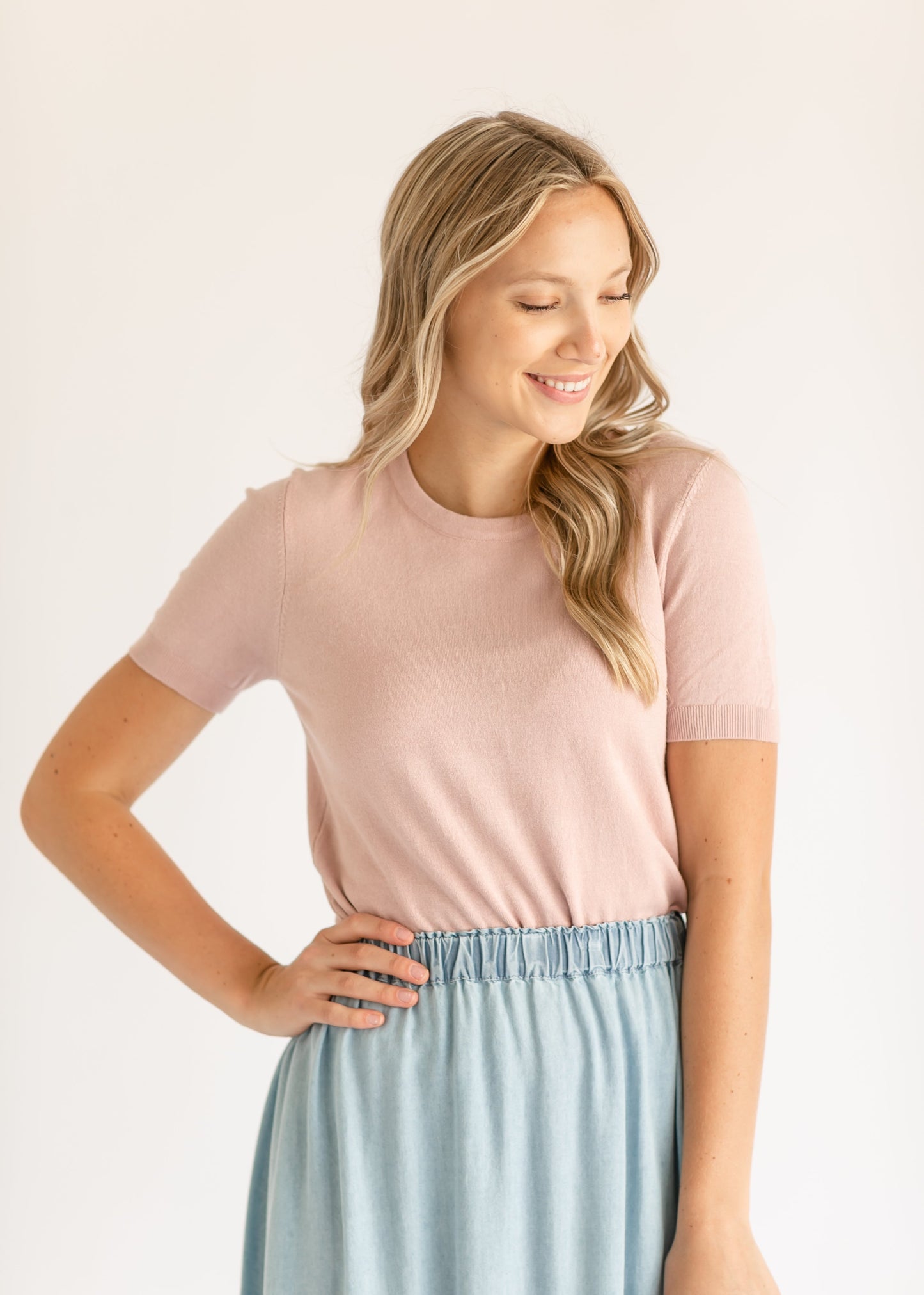 Naya Soft Crewneck Short Sleeve Sweater - FINAL SALE
