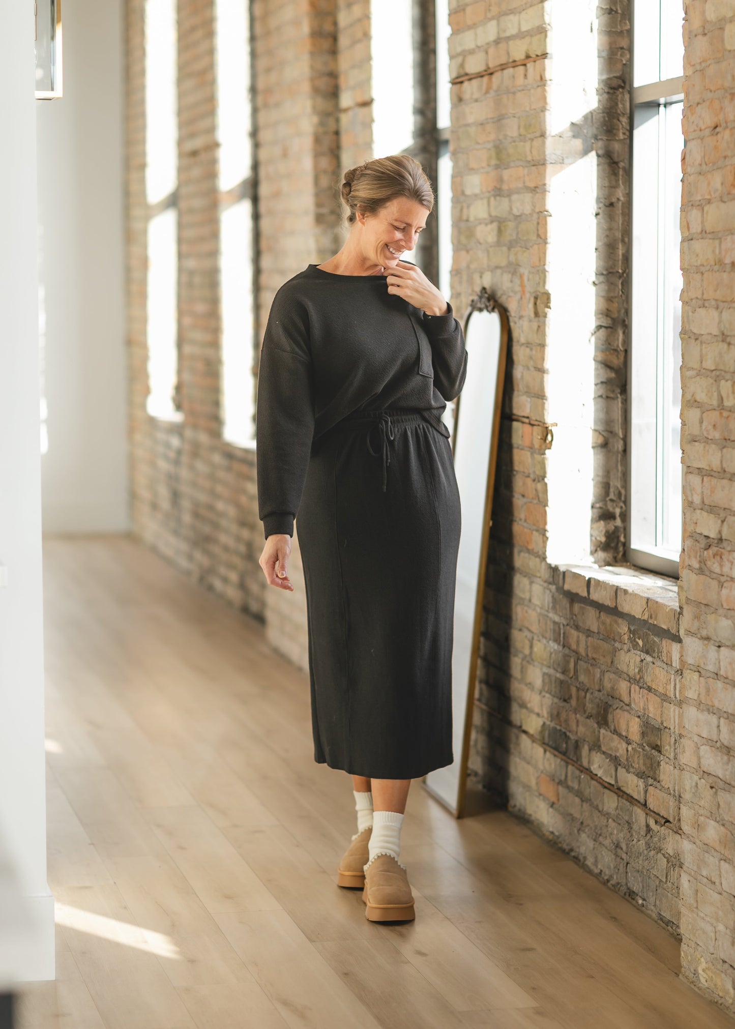 Nickie Cloud Knit Black Skirt - FINAL SALE
