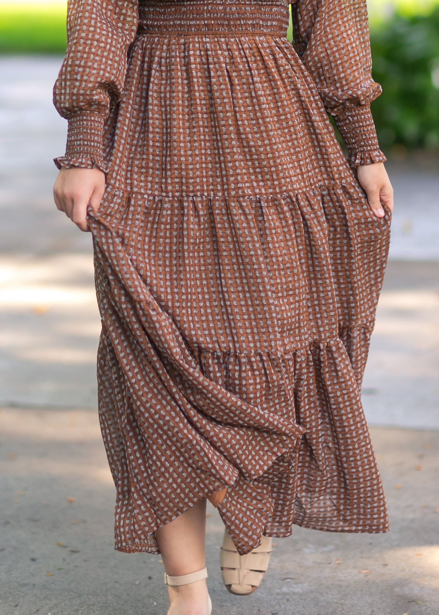 Notched Collar Paisley Maxi Dress