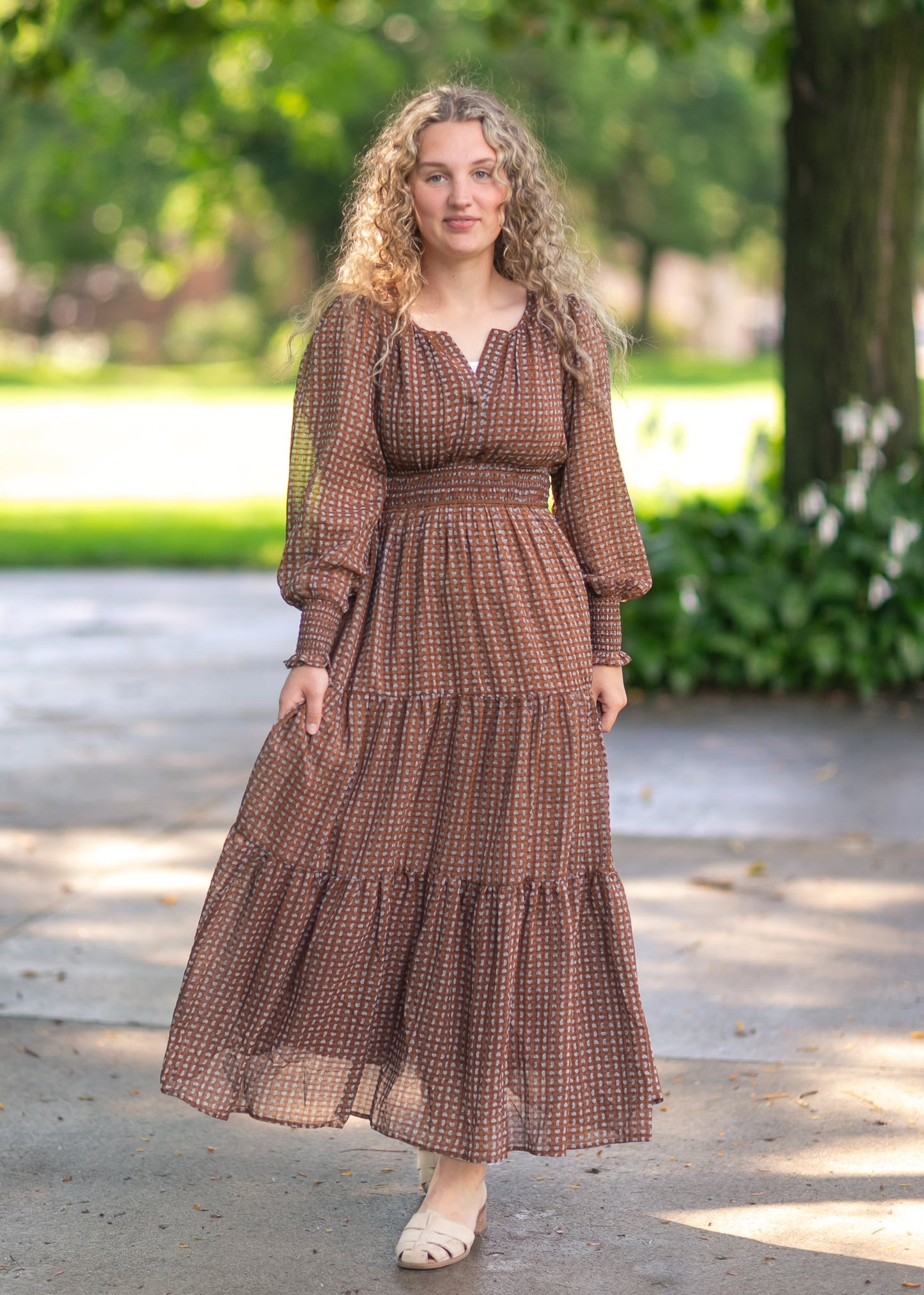 Notched Collar Paisley Maxi Dress