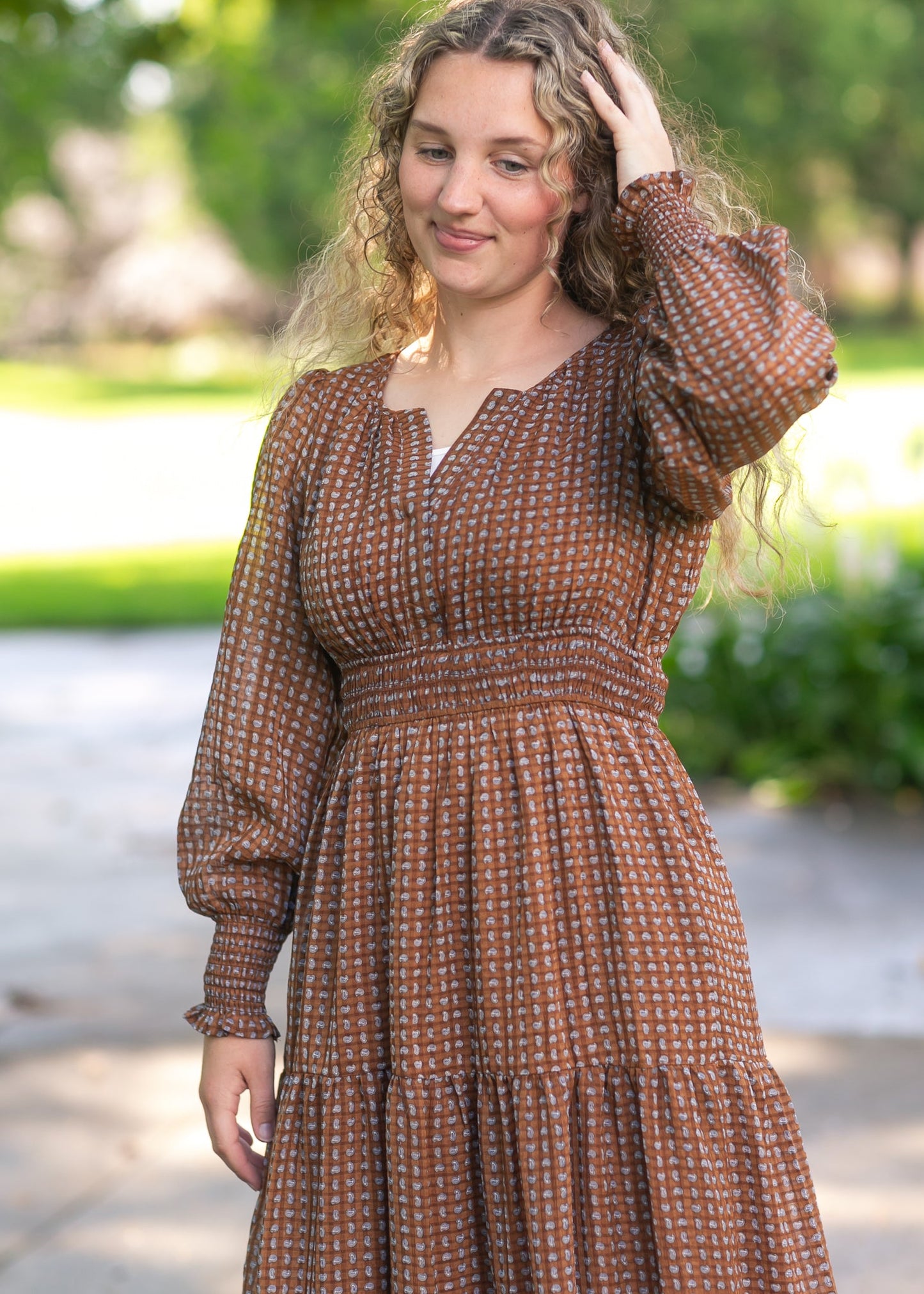 Notched Collar Paisley Maxi Dress