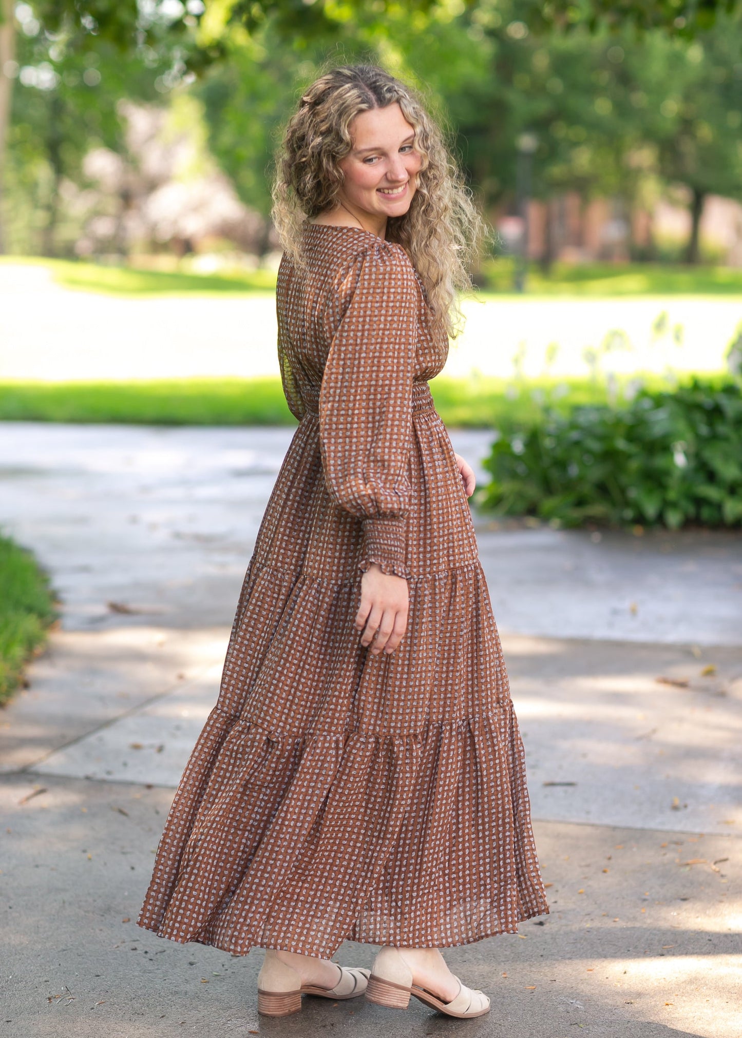 Notched Collar Paisley Maxi Dress