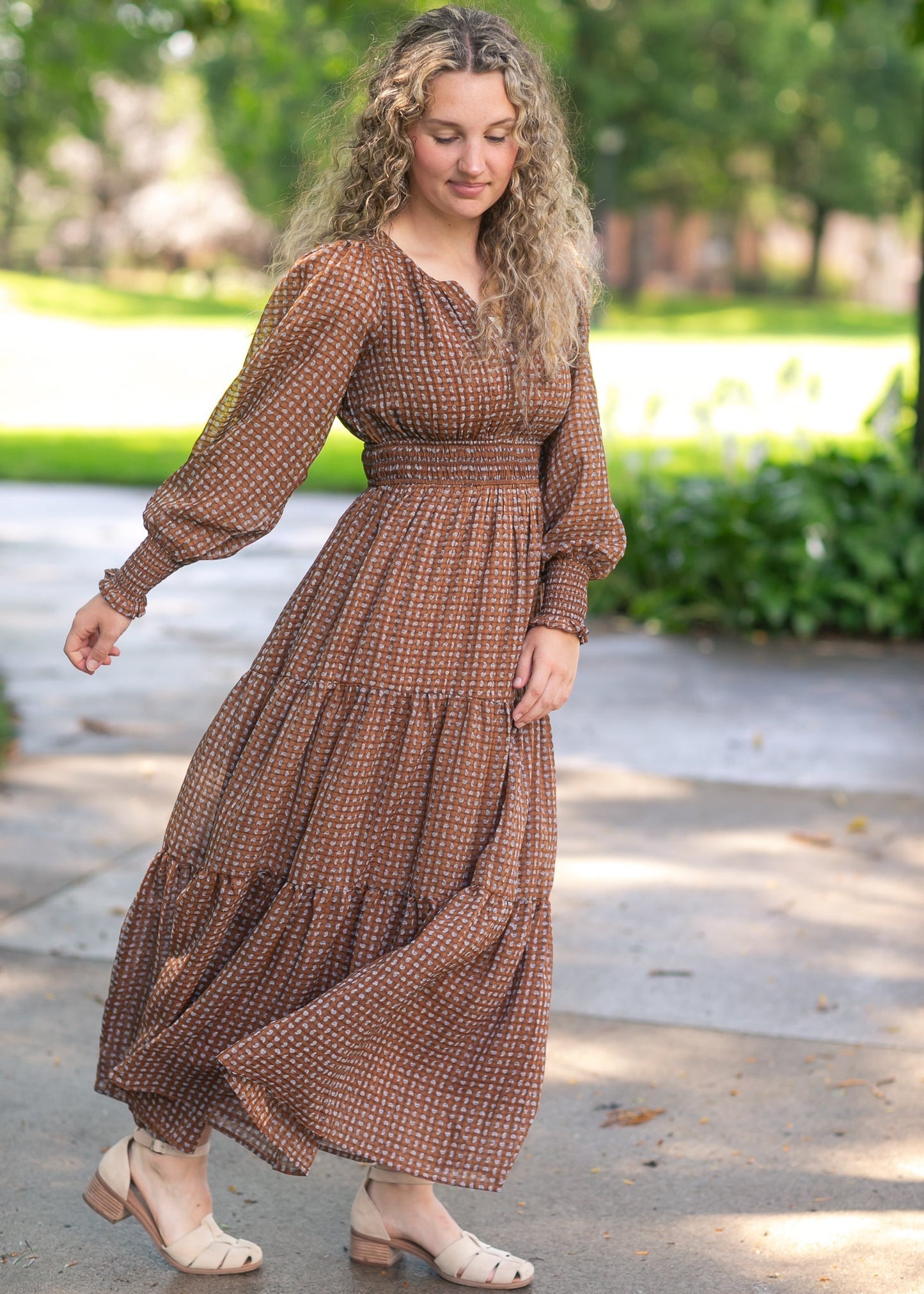 Notched Collar Paisley Maxi Dress