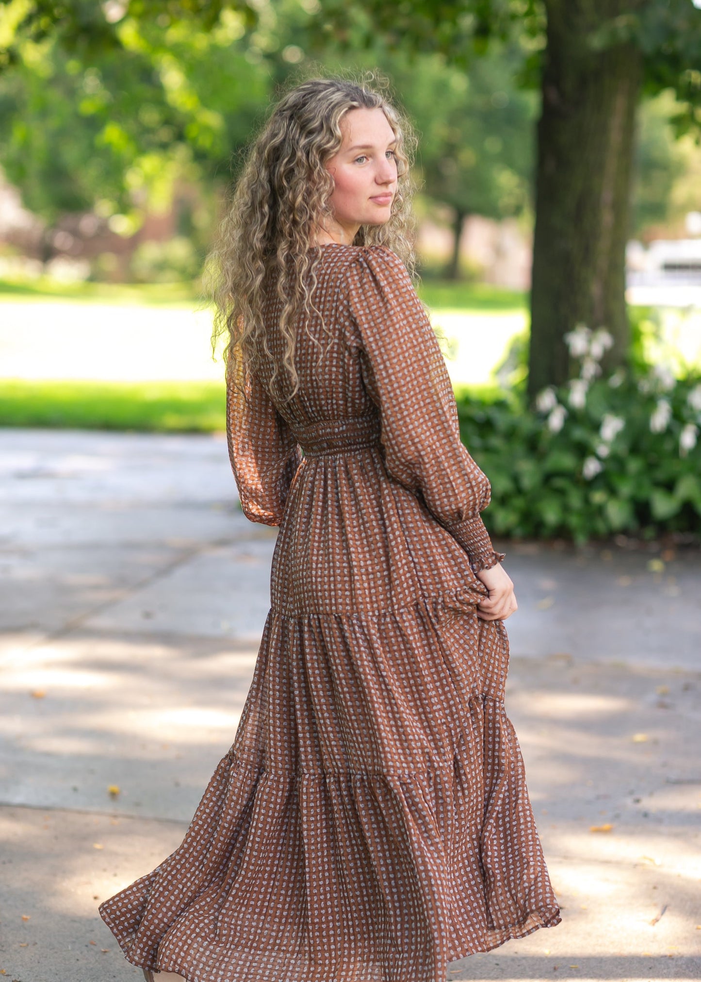 Notched Collar Paisley Maxi Dress