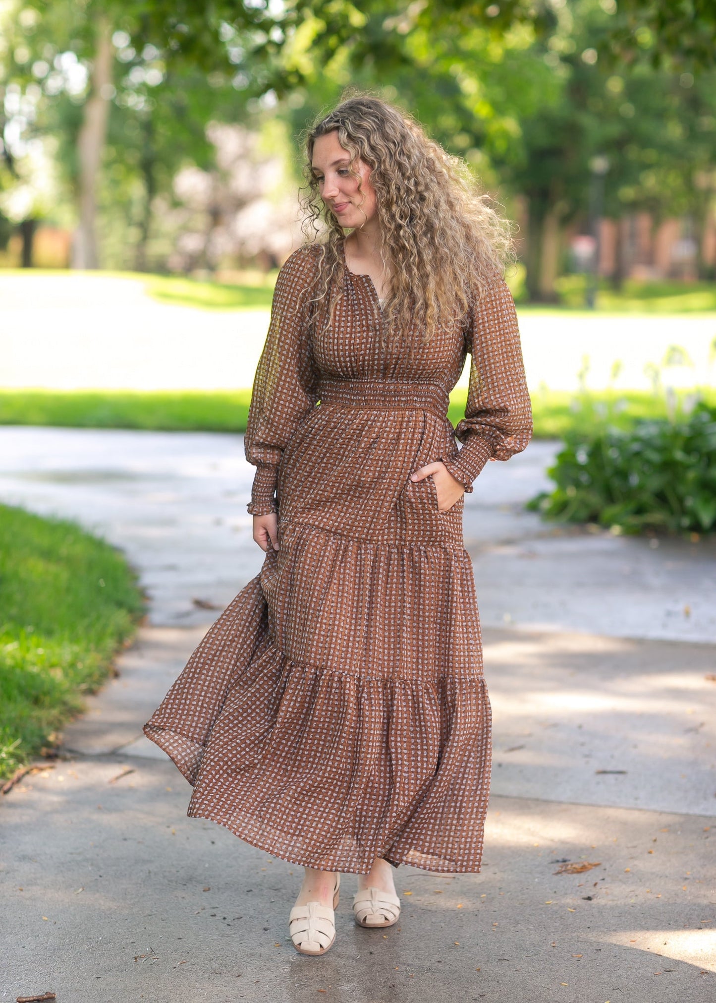Notched Collar Paisley Maxi Dress