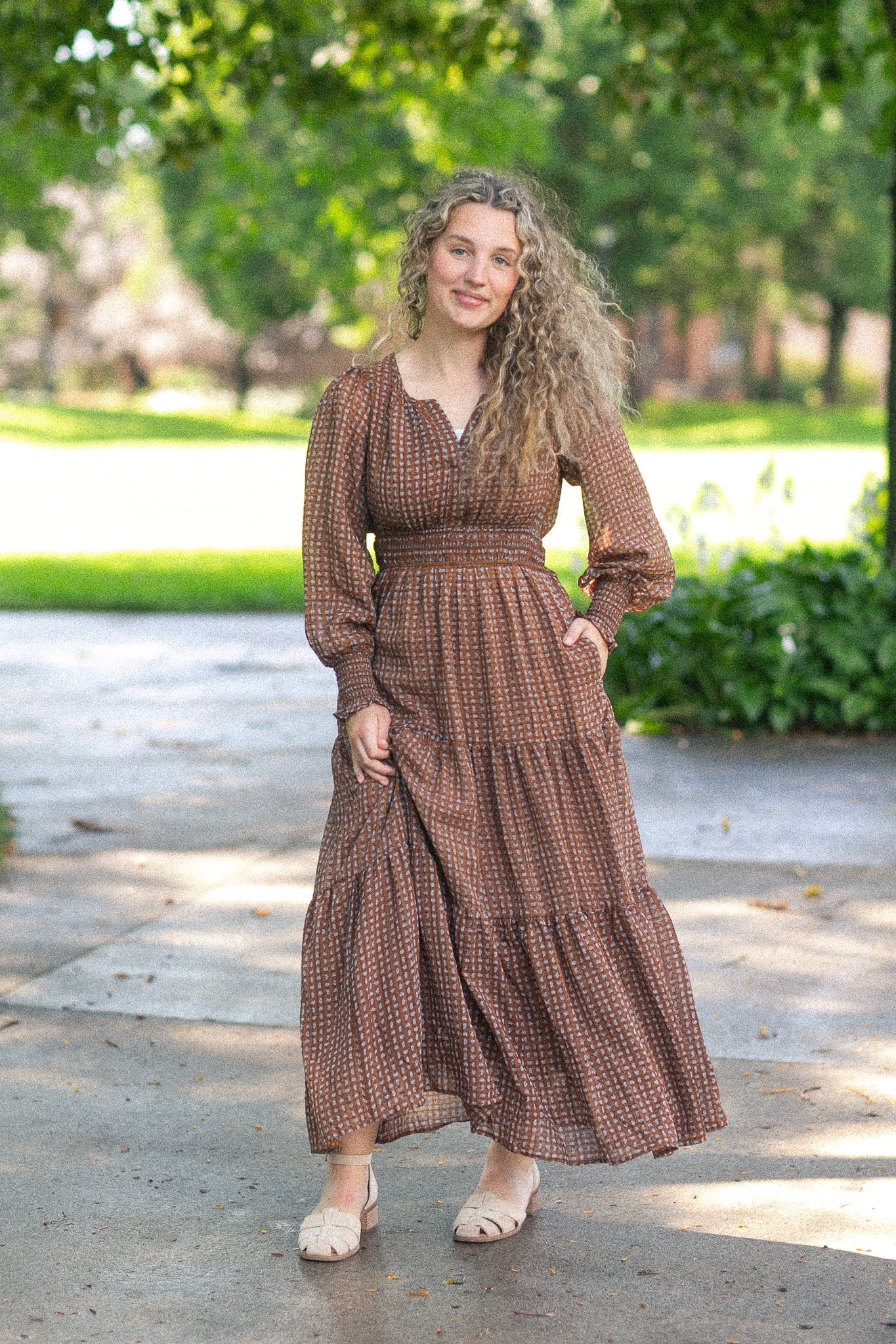 Notched Collar Paisley Maxi Dress