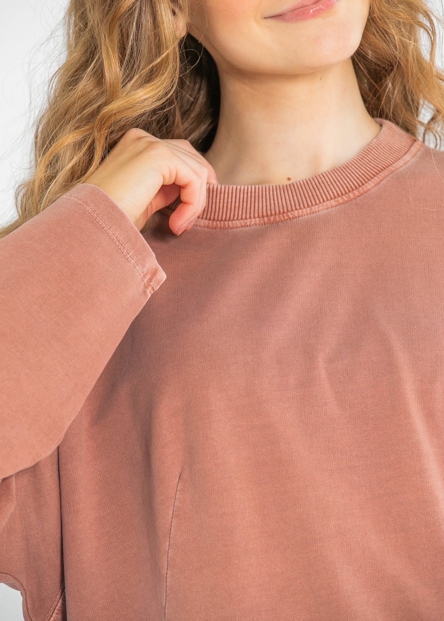 Novie Long Sleeve Front Ribbed Detail Sweatshirt - FINAL SALE