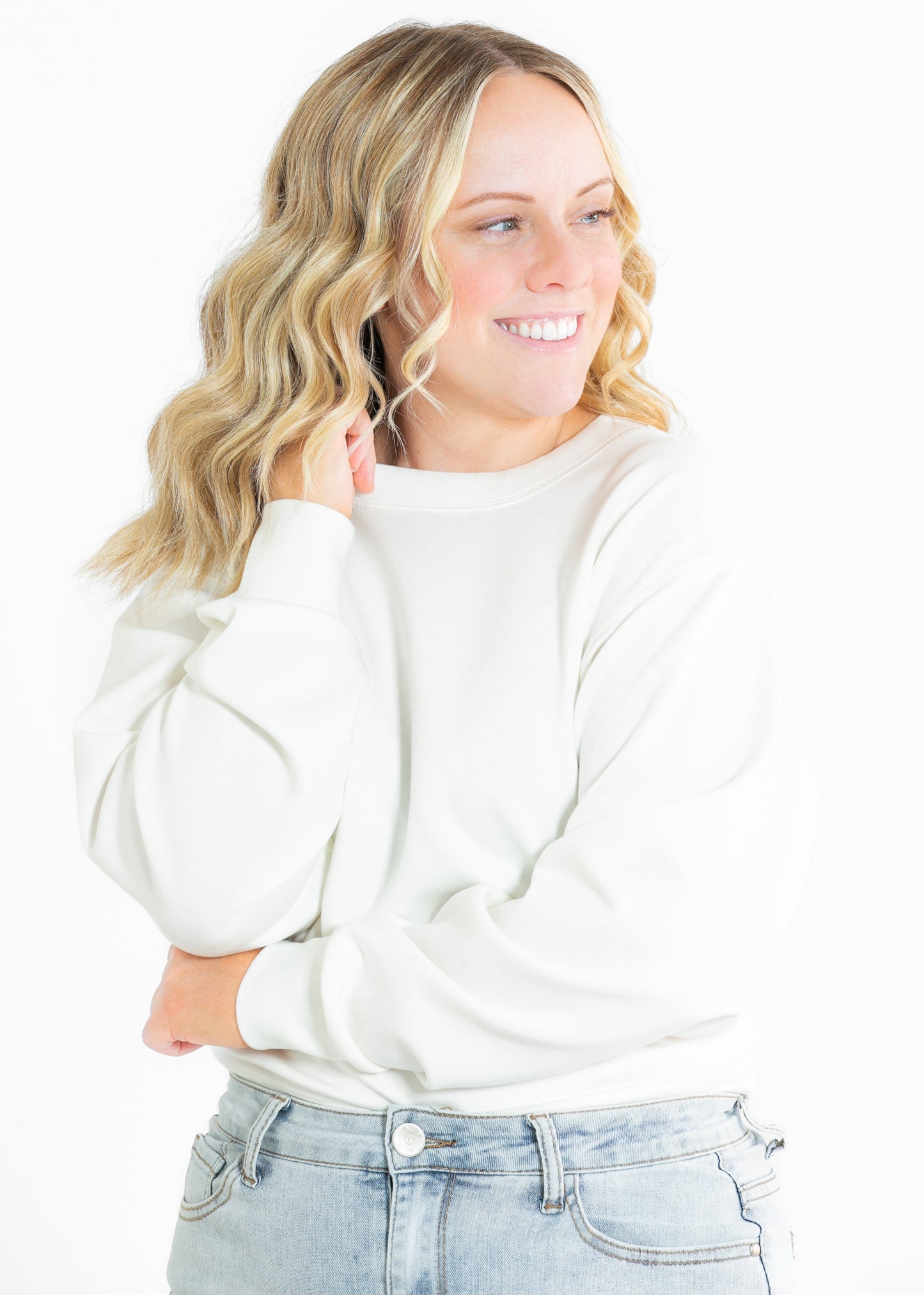Nyla Relaxed Soft Scuba Long Sleeve Sweatshirt - FINAL SALE