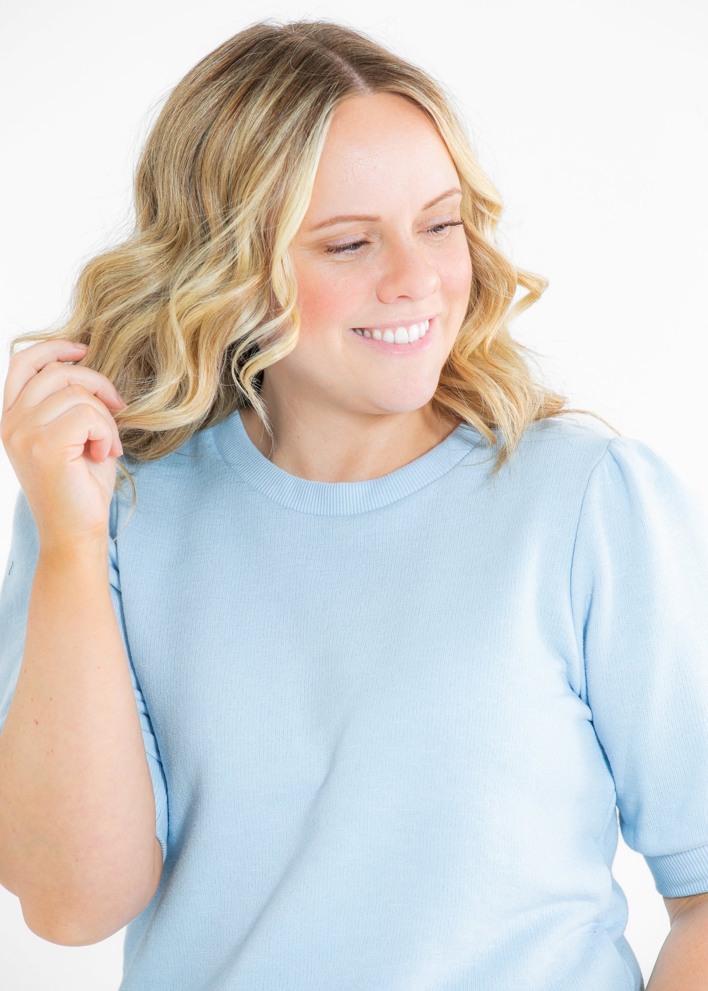 Odette Puff Sleeve Round Neck Top - FINAL SALE