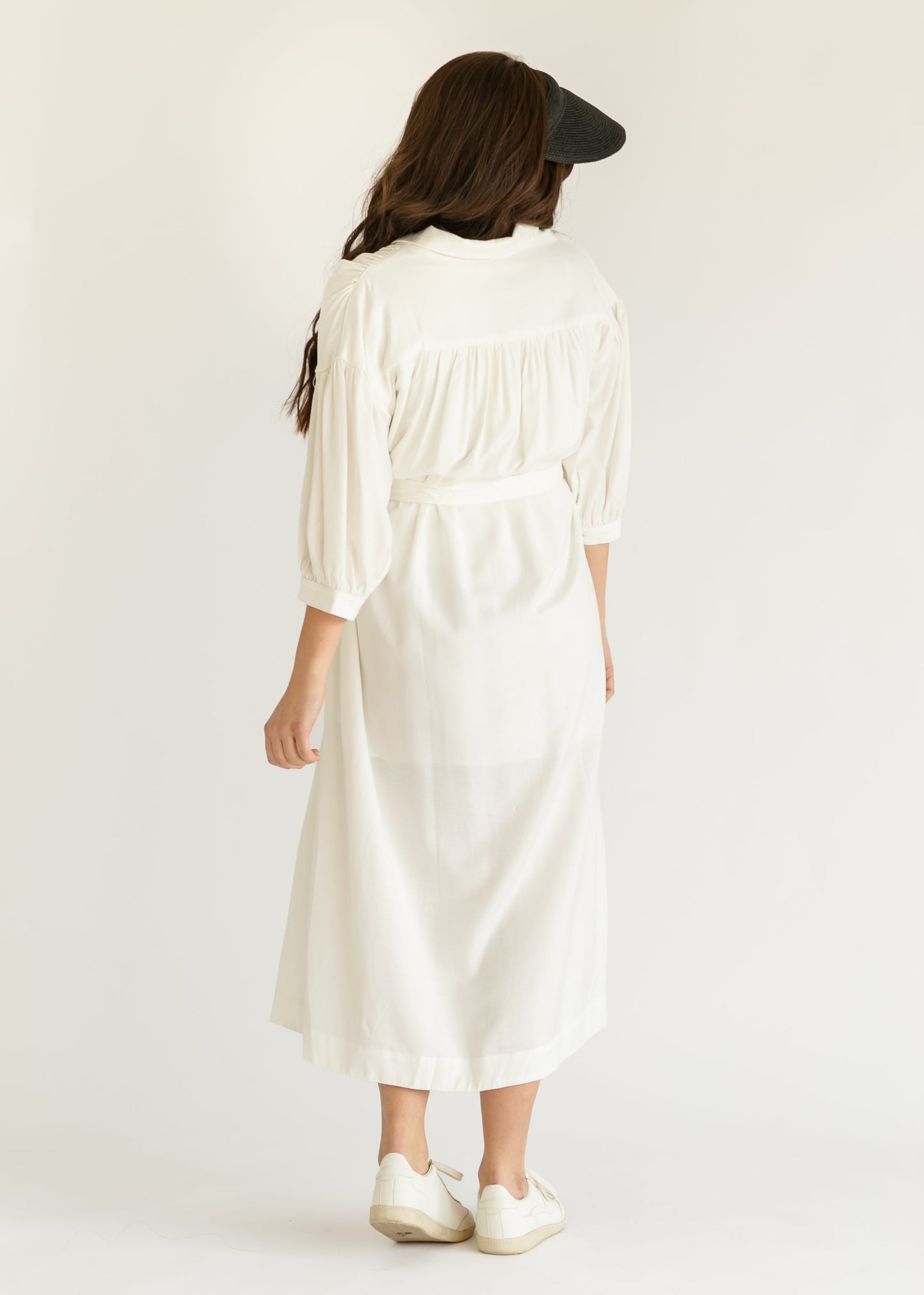 Off White 3/4 Sleeve Shirt Dress - FINAL SALE