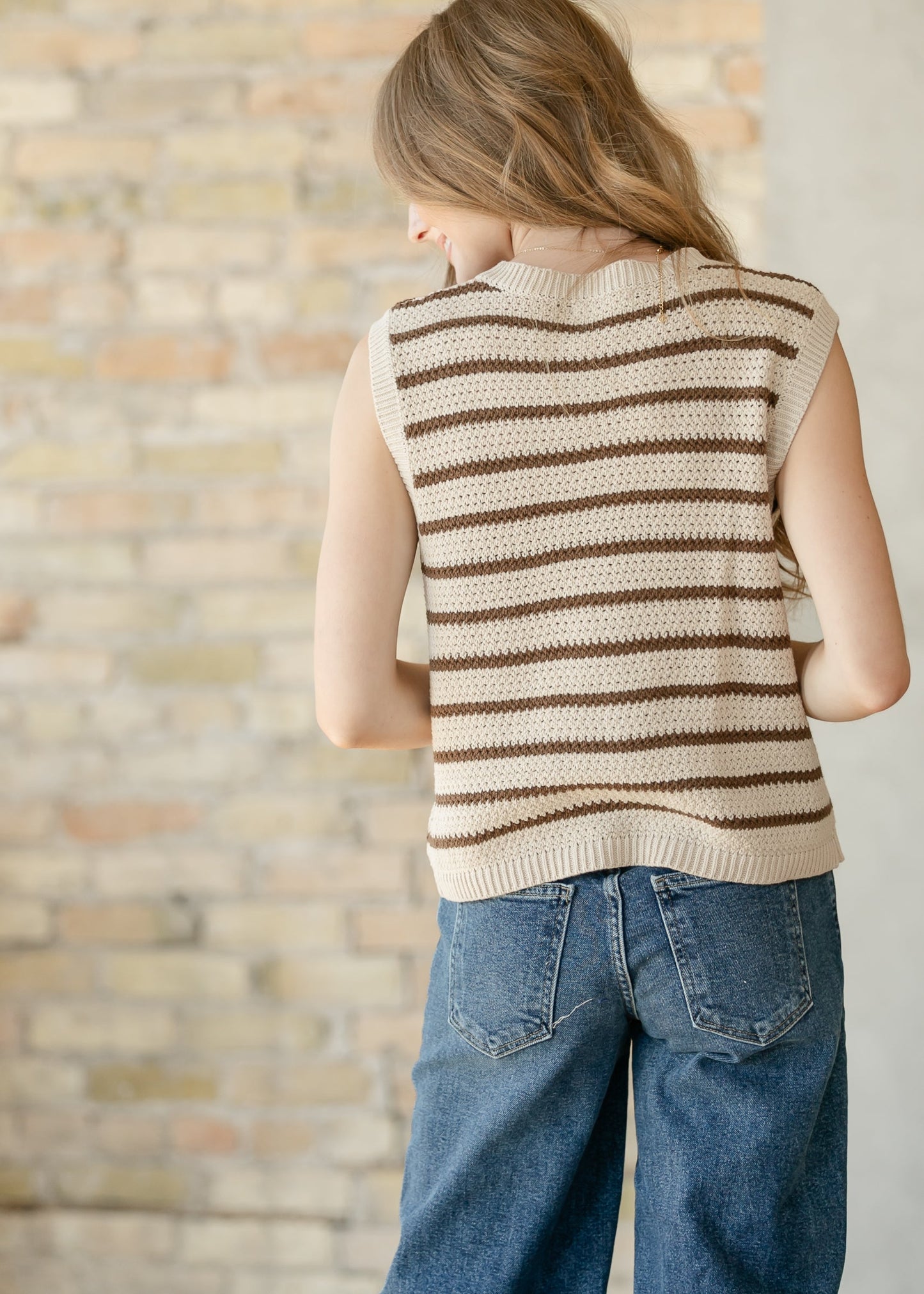 Open Knit Button Up Vest