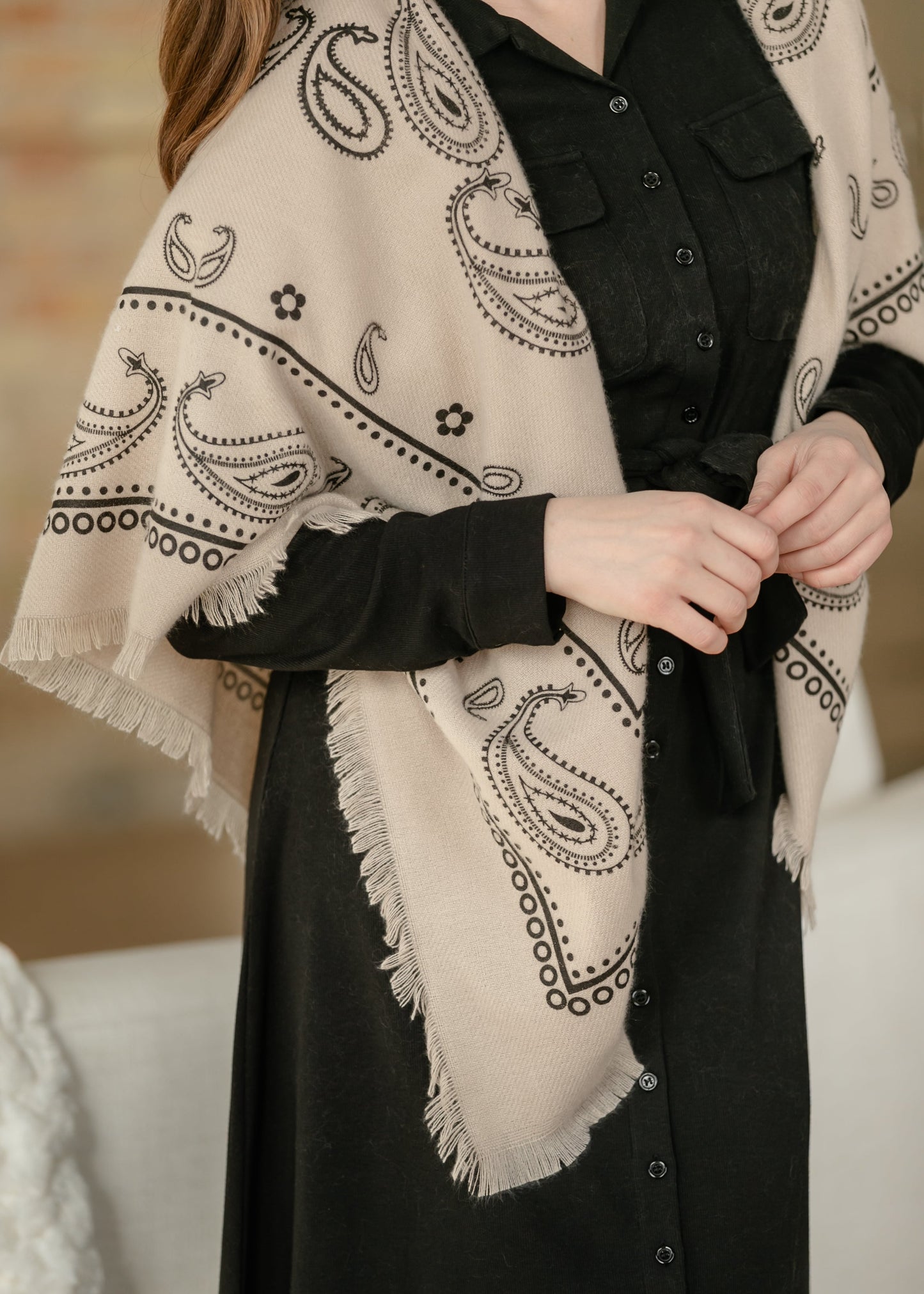 Oversized Bandana Print Square Scarf