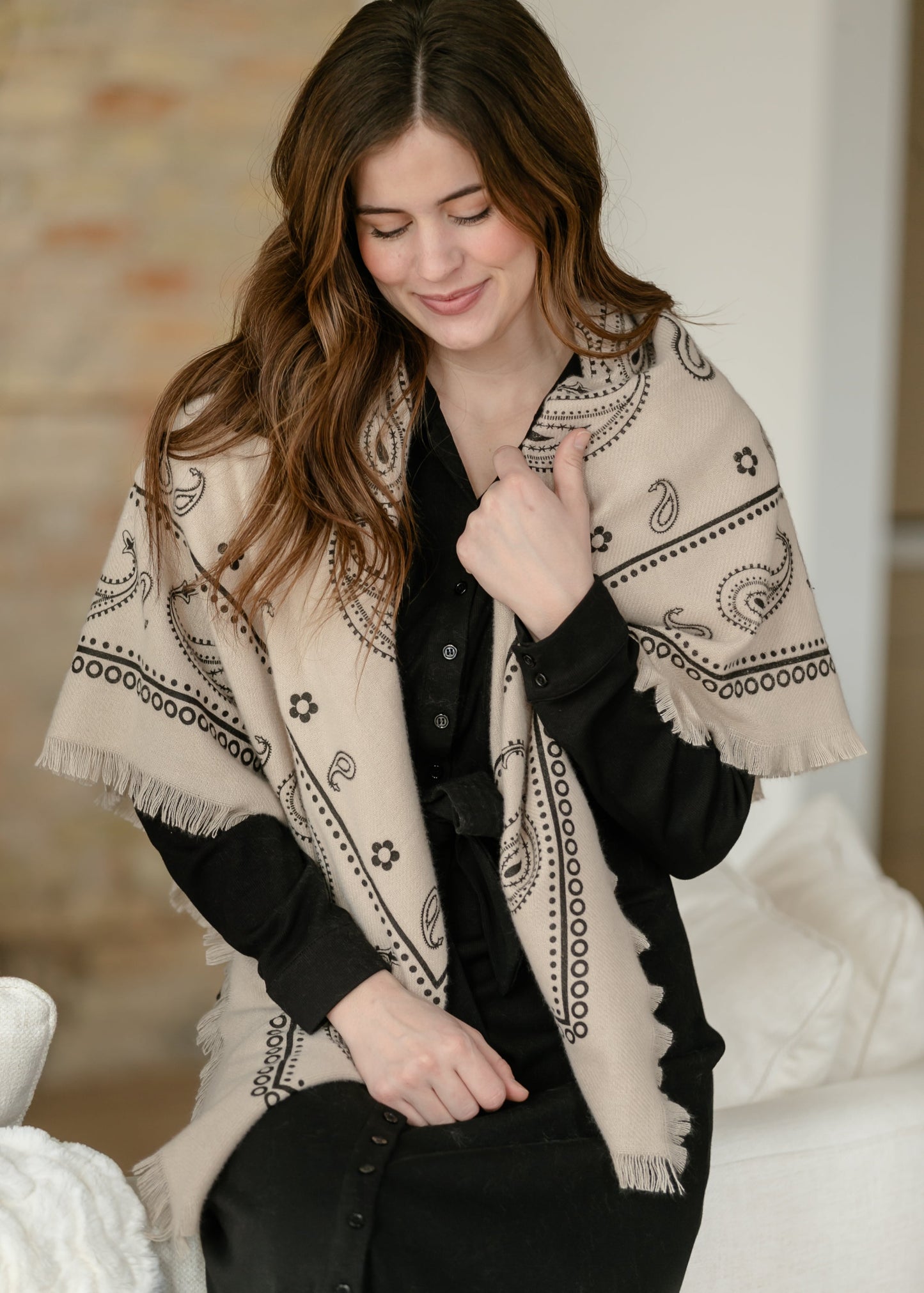 Oversized Bandana Print Square Scarf