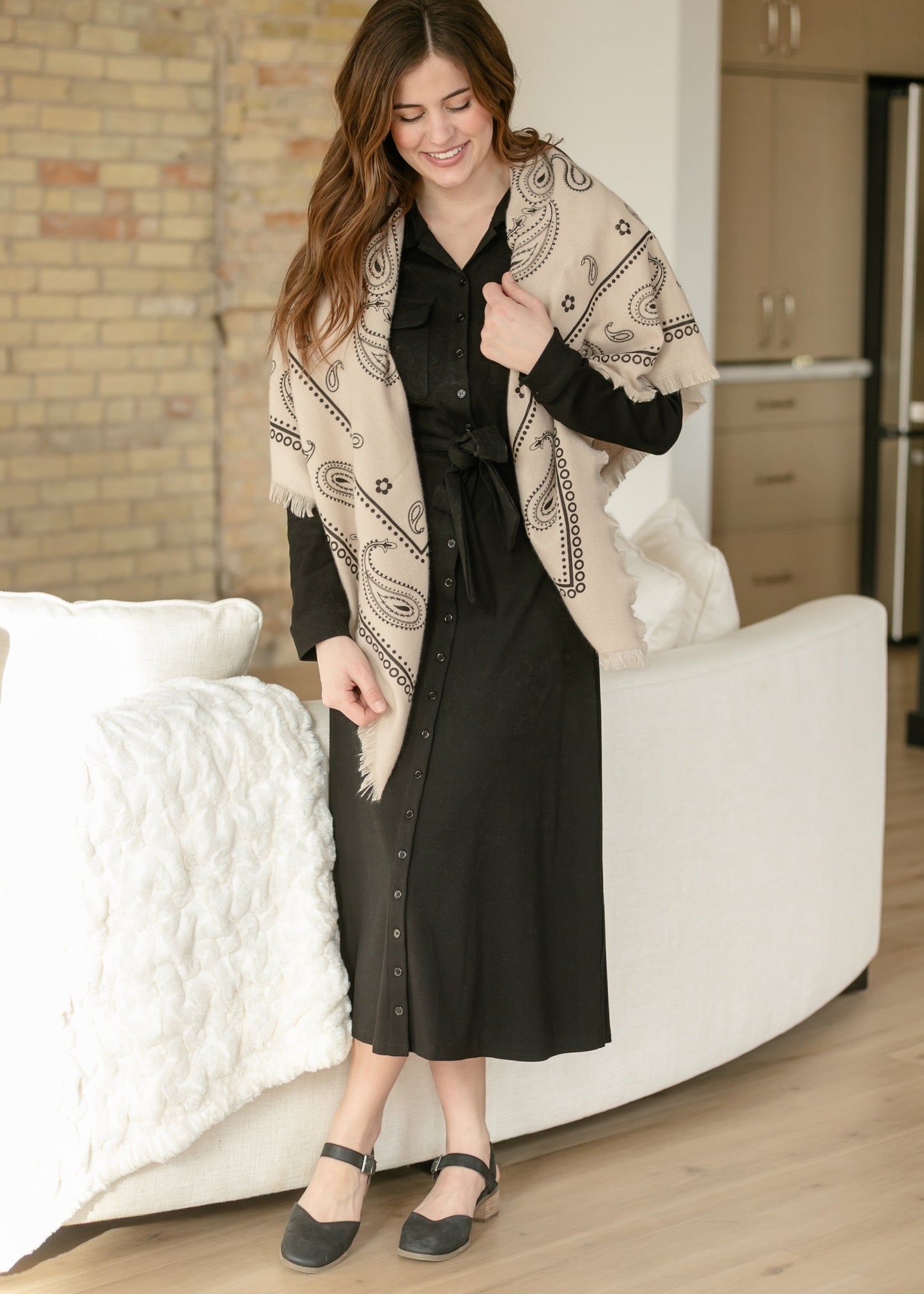 Oversized Bandana Print Square Scarf