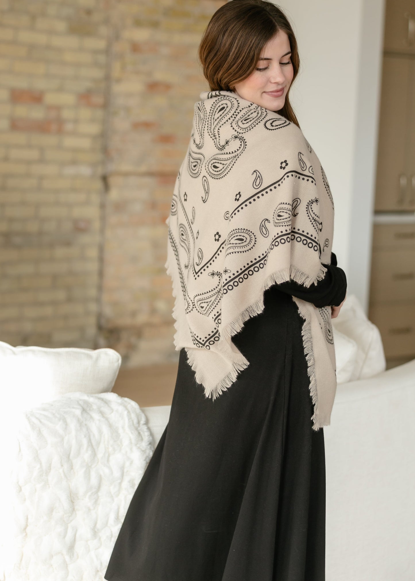 Oversized Bandana Print Square Scarf