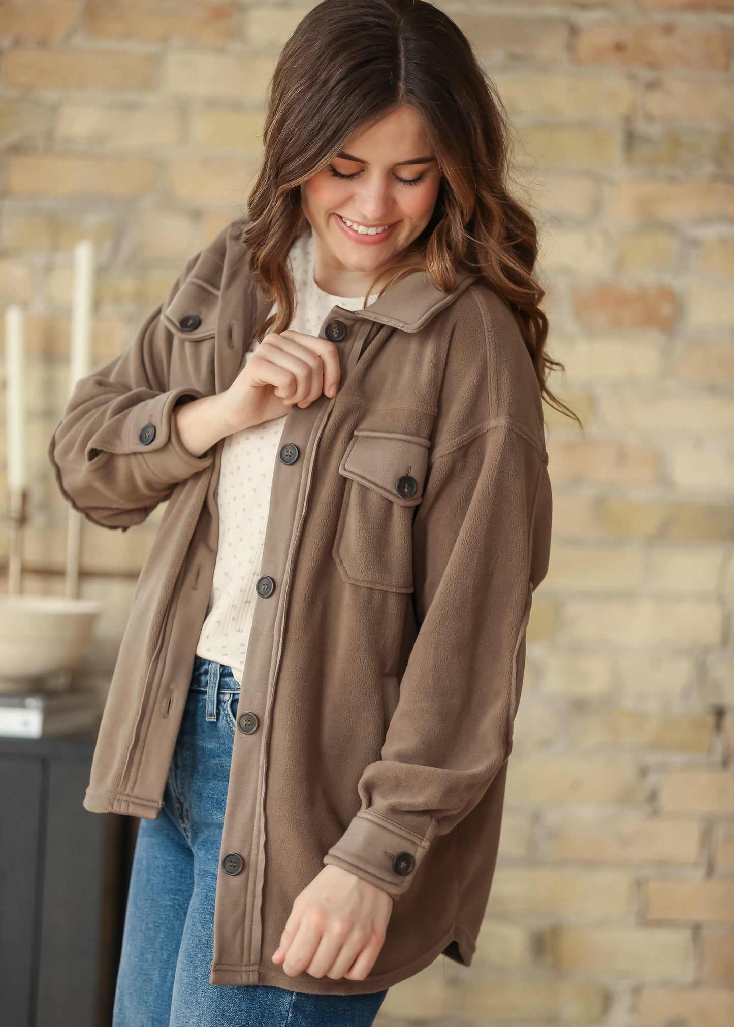 Oversized Fleece Button Up Shacket - FINAL SALE