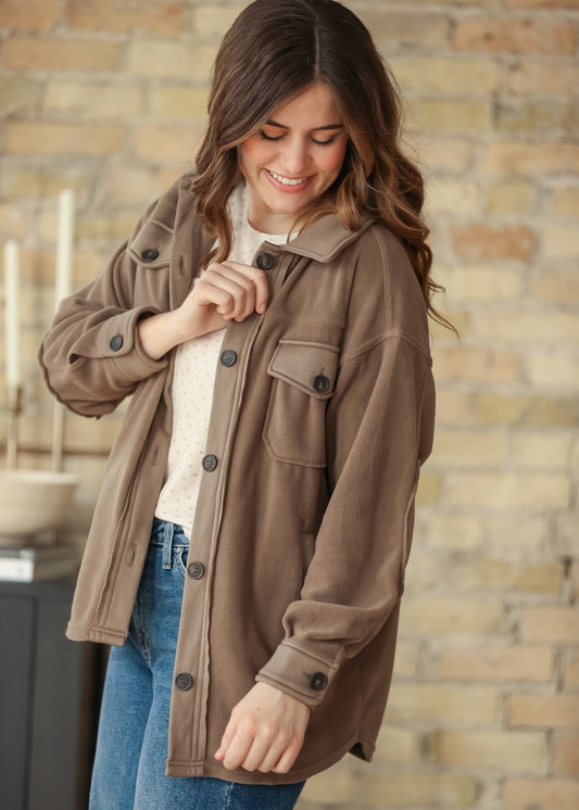Oversized Fleece Button Up Shacket - FINAL SALE