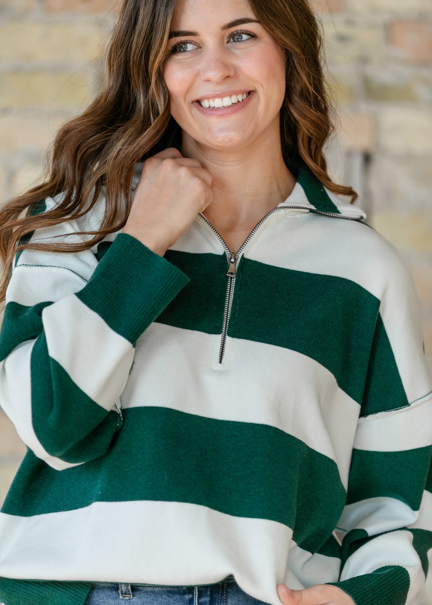 Oversized Quarter Zip Knit Top