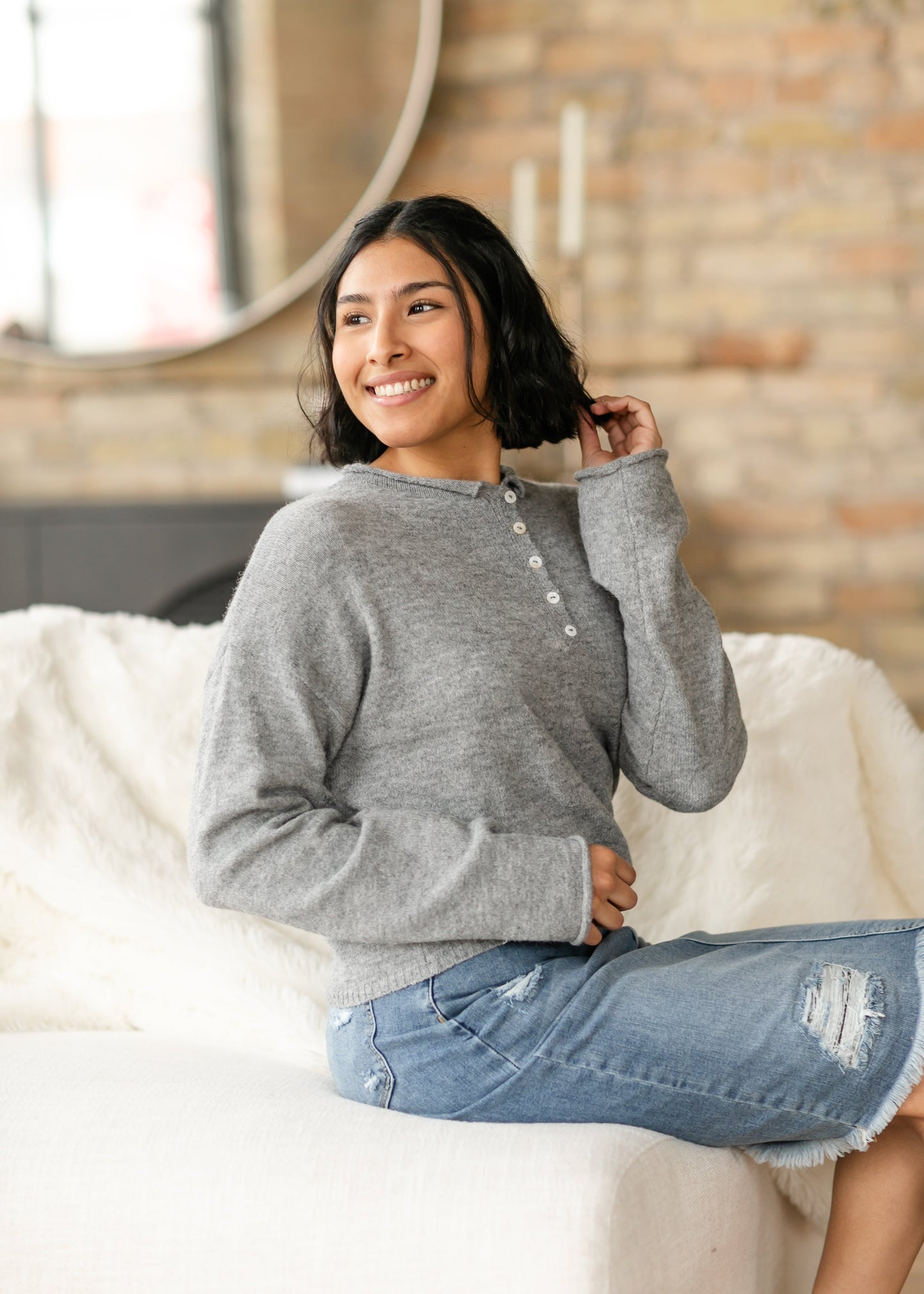 Piper Quarter Button Soft Knit Sweater - FINAL SALE