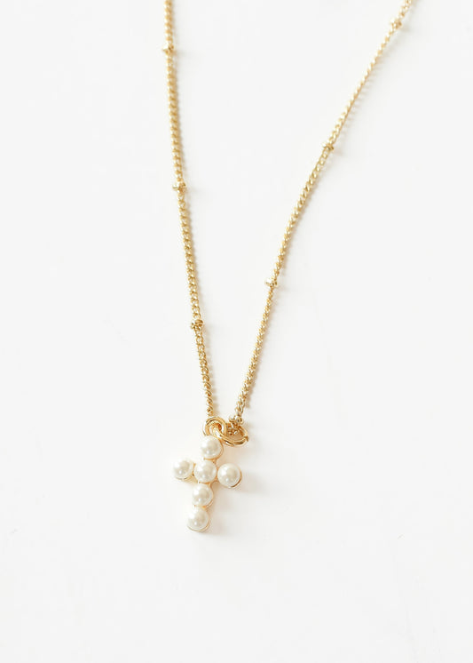 Pearl Cross Pendent Necklace