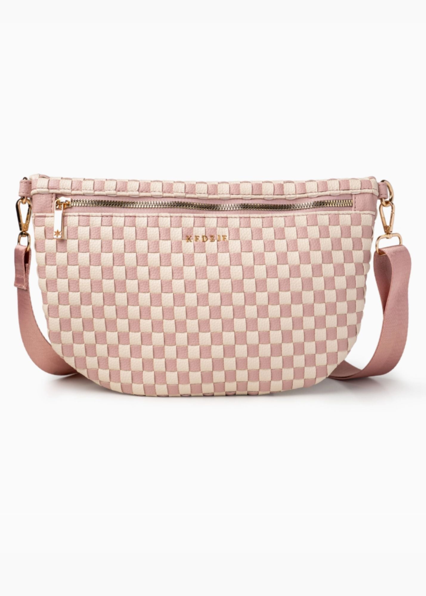 Pink Check Terrace Woven Crossbody Bag