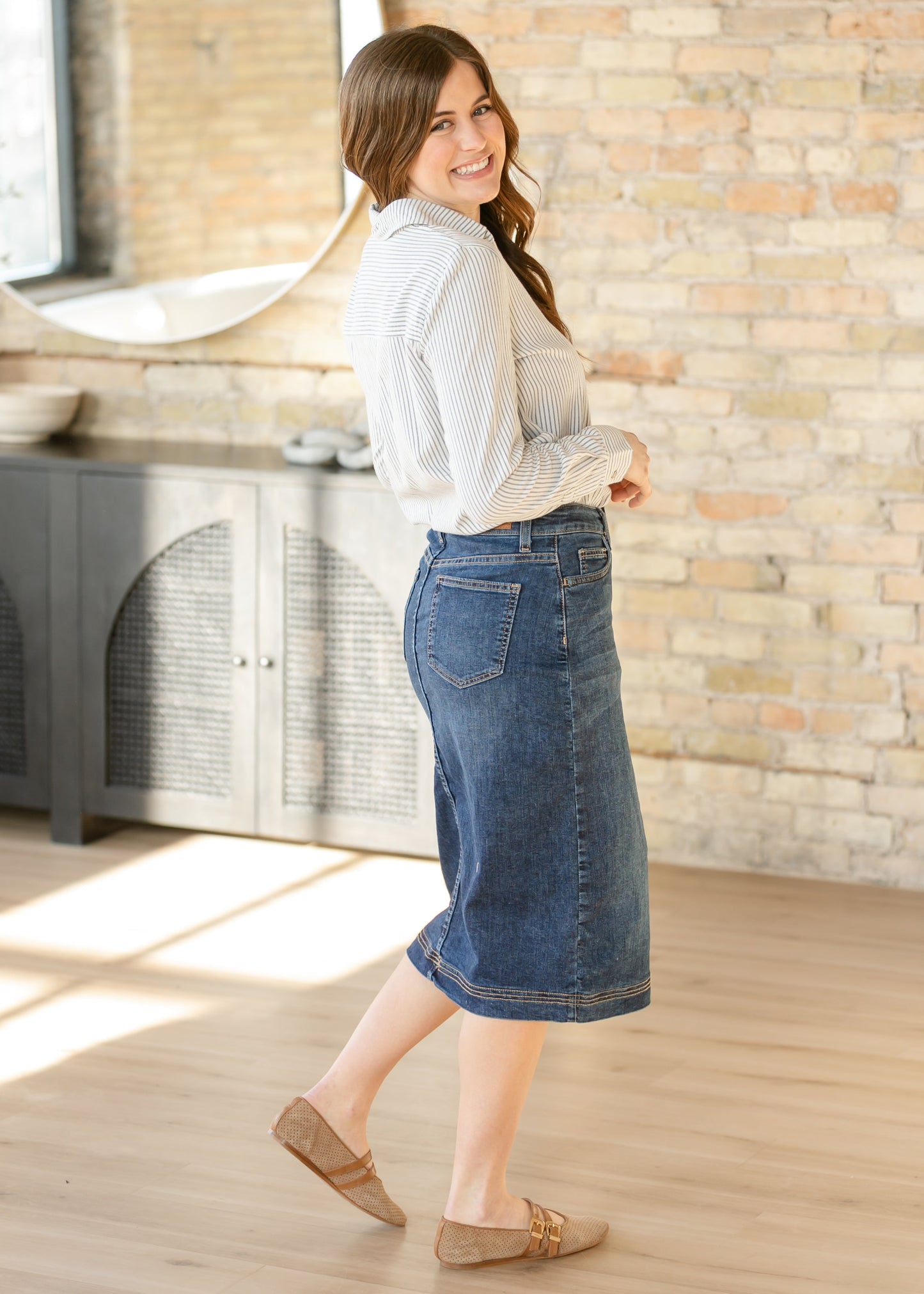 Pinstripe Cotton Button Up Top - FINAL SALE