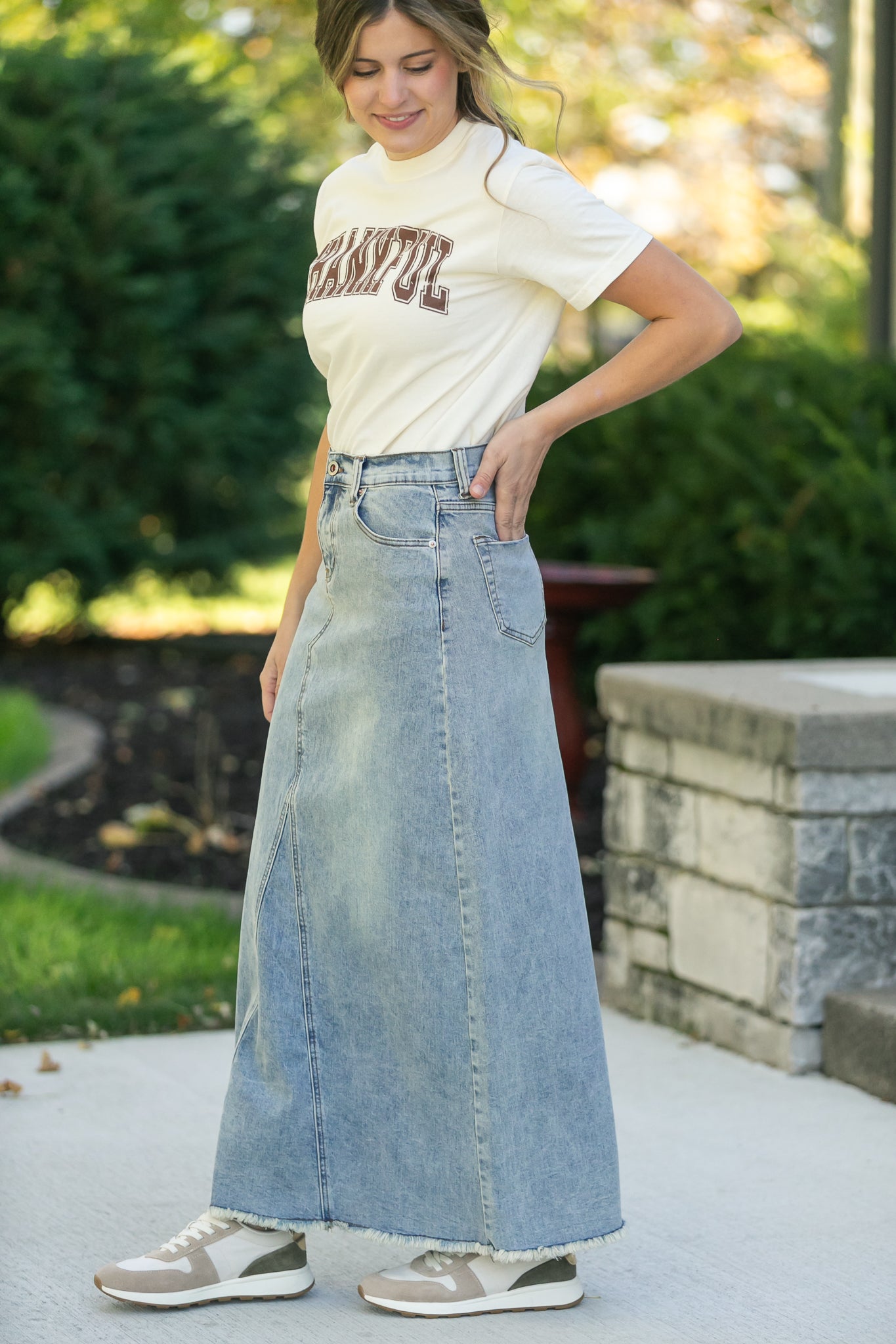 Piper A-line Long Denim Maxi Skirt - FINAL SALE