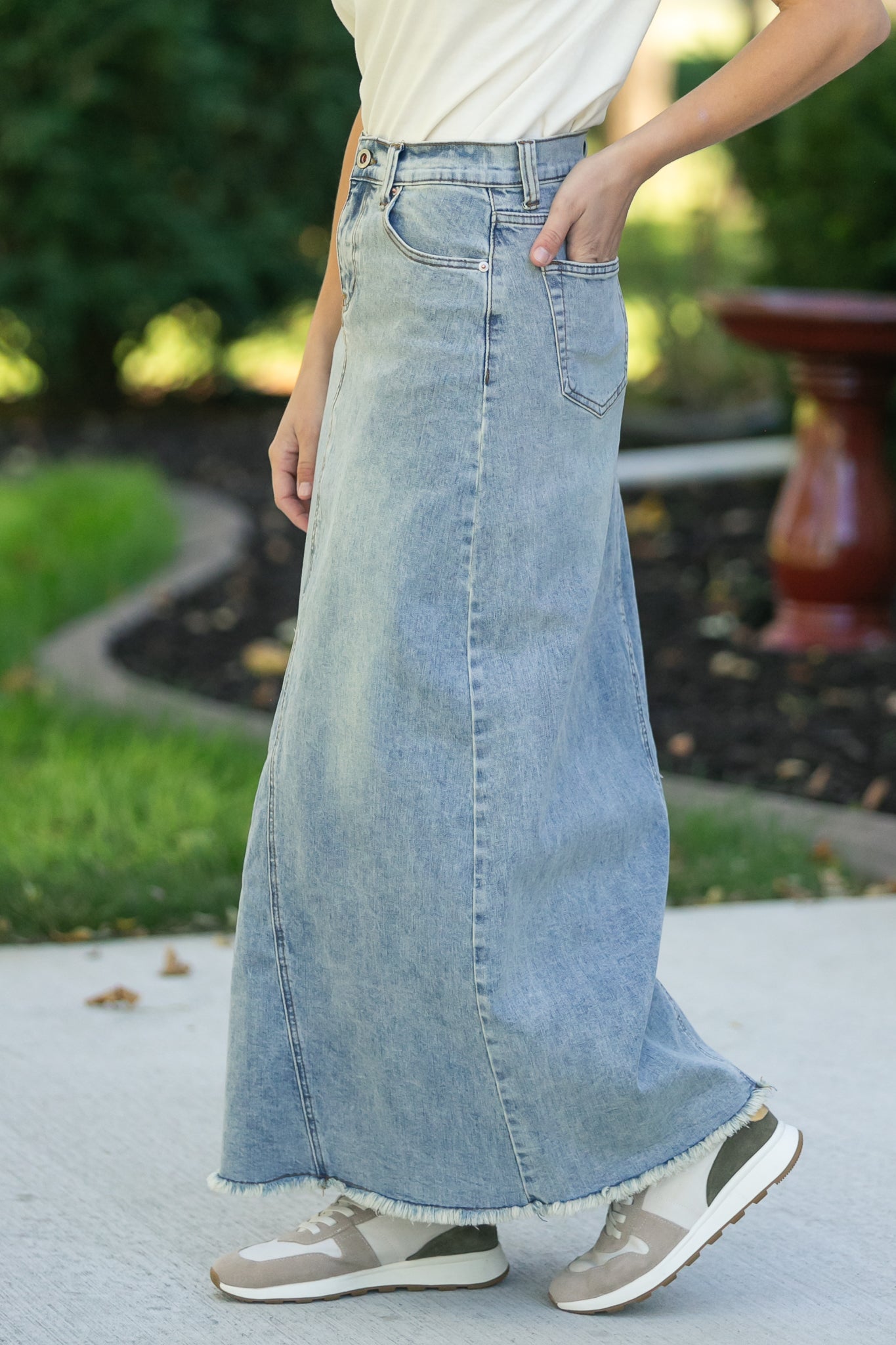 Piper A-line Long Denim Maxi Skirt - FINAL SALE