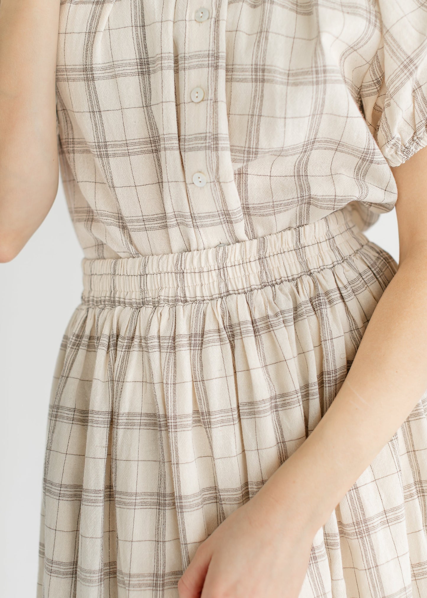 Plaid A-Line Stretch Waist Midi Skirt - FINAL SALE
