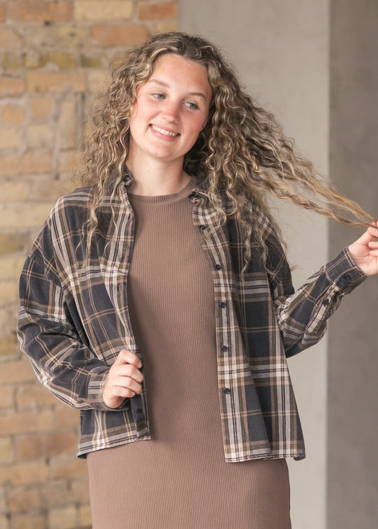 Plaid Button Down Long Sleeve Shirt - FINAL SALE