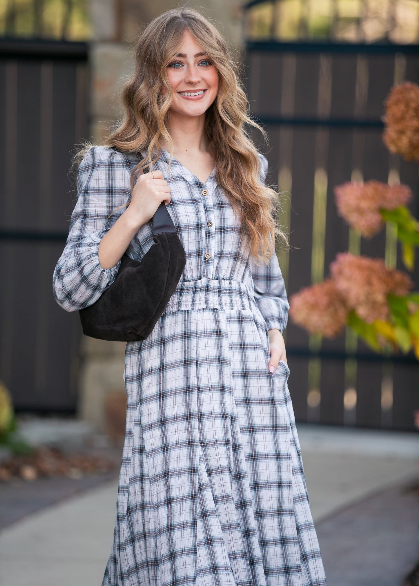Plaid Button Down Maxi Dress
